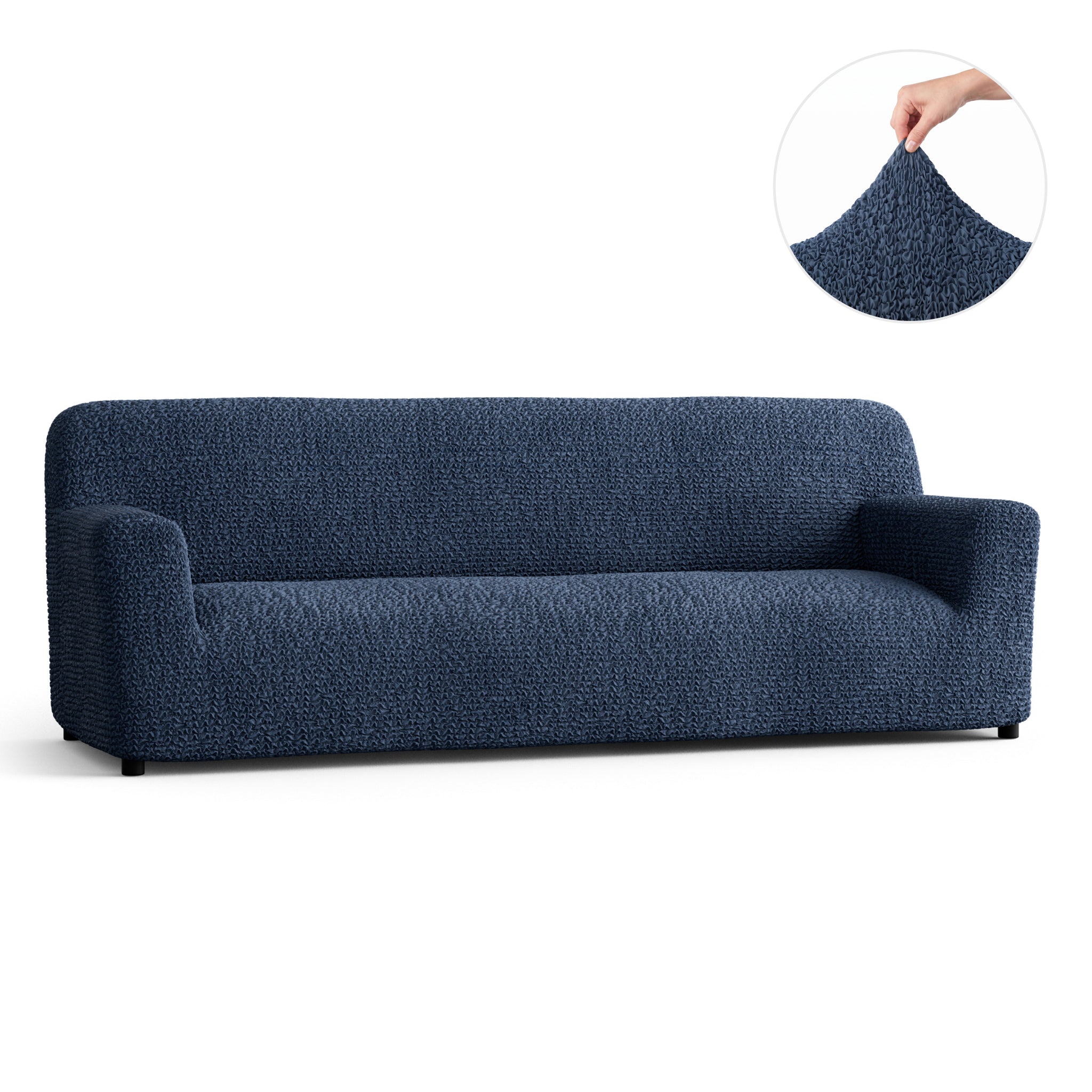 Sofa 4 Seater Slipcover, Comfort Collection – Navy Blue, front view | Navy Blue