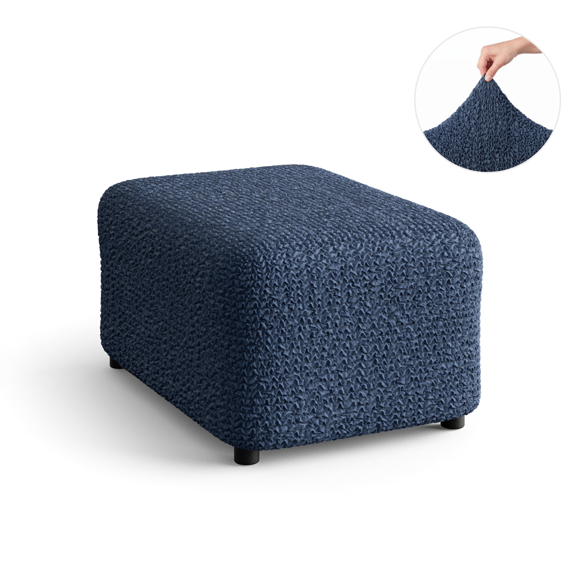 Ottoman Slipcover (Medium), Comfort Collection – Navy Blue, detail view | Navy Blue