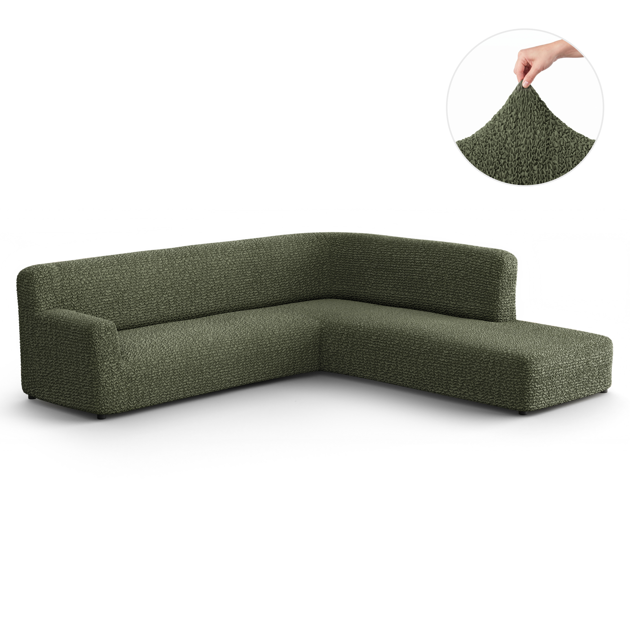 Fullback Support Sectional Sofa Slipcover (Right Chaise), Comfort Collection – Moss Green, front view | Moss Green
