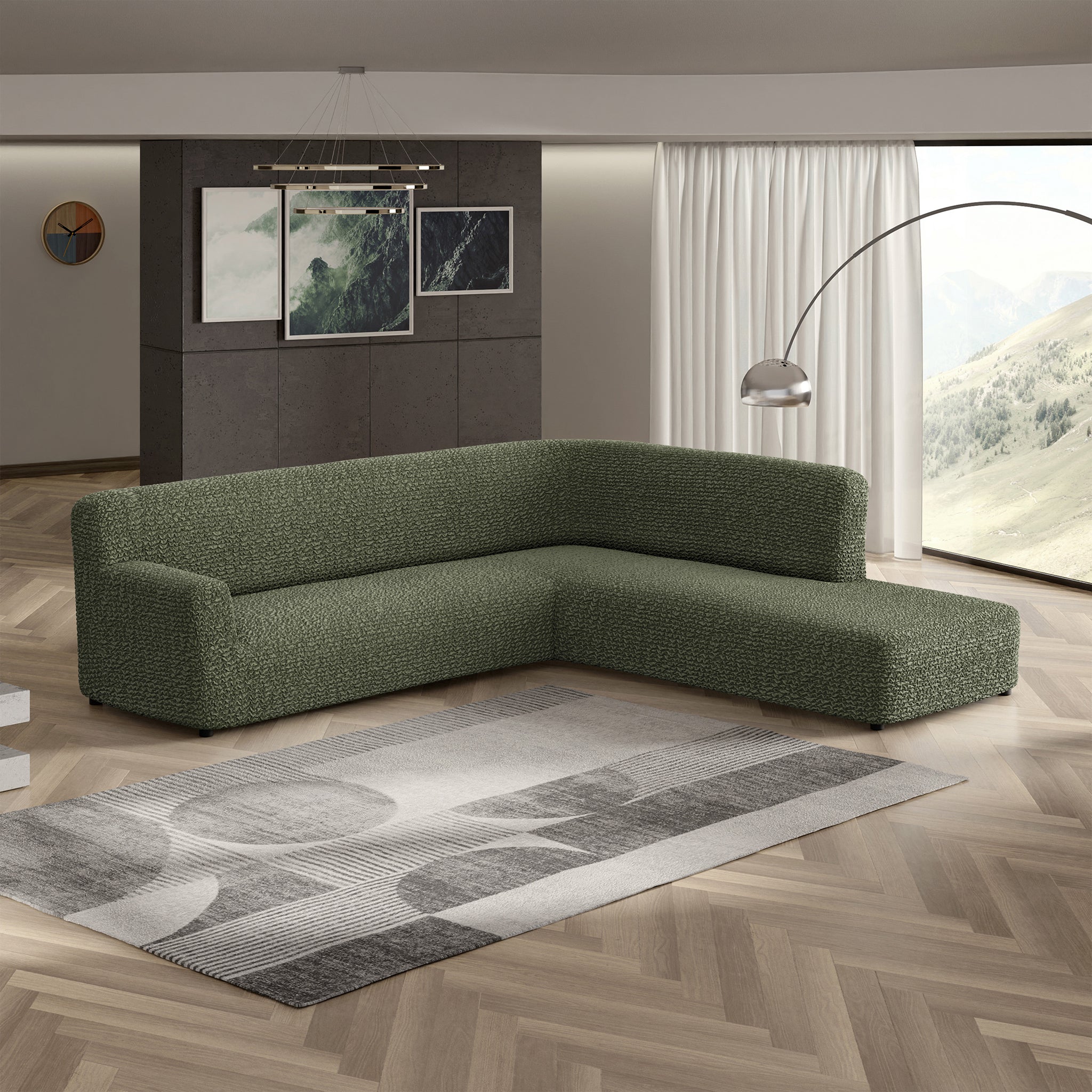 Fullback Support Sectional Sofa Slipcover (Right Chaise), Comfort Collection – Moss Green, detail view | Moss Green