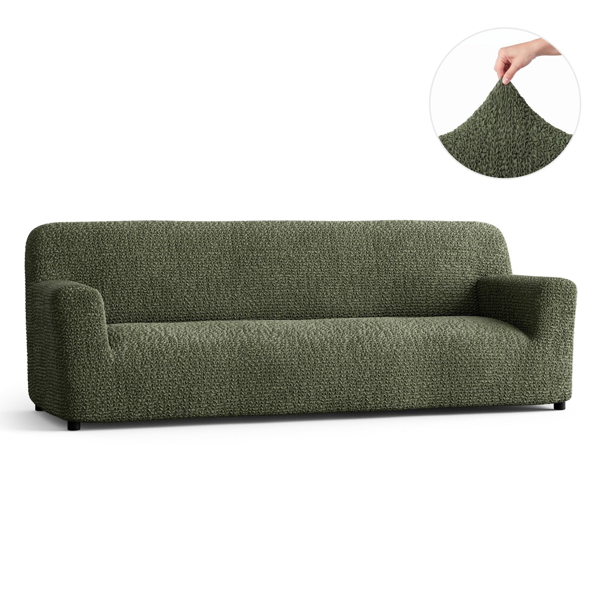 Sofa 4 Seater Slipcover, Comfort Collection – Moss Green, front view | Moss Green