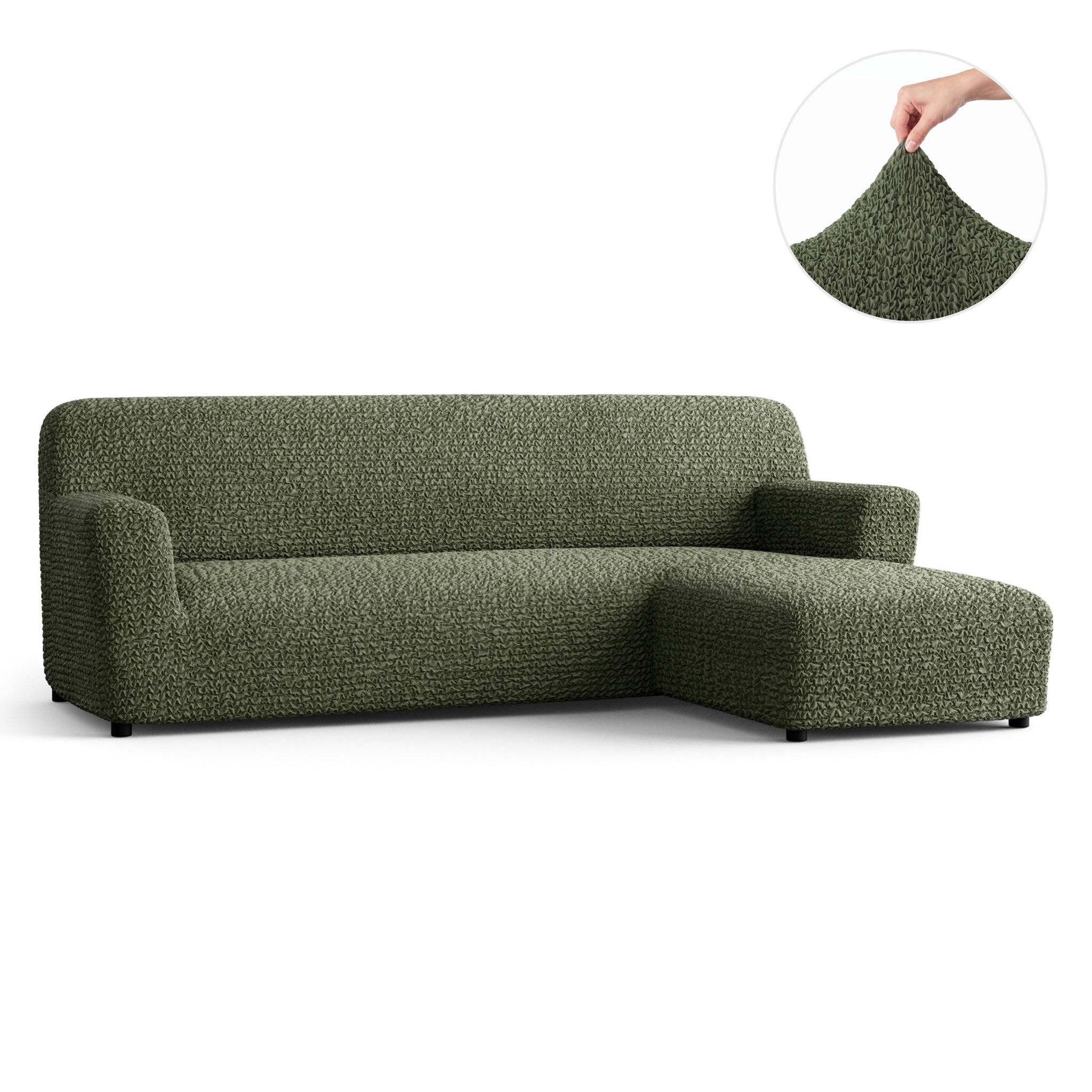 L-Shaped Sofa Slipcover (Right Chaise), Comfort Collection – Moss Green, front view | Moss Green