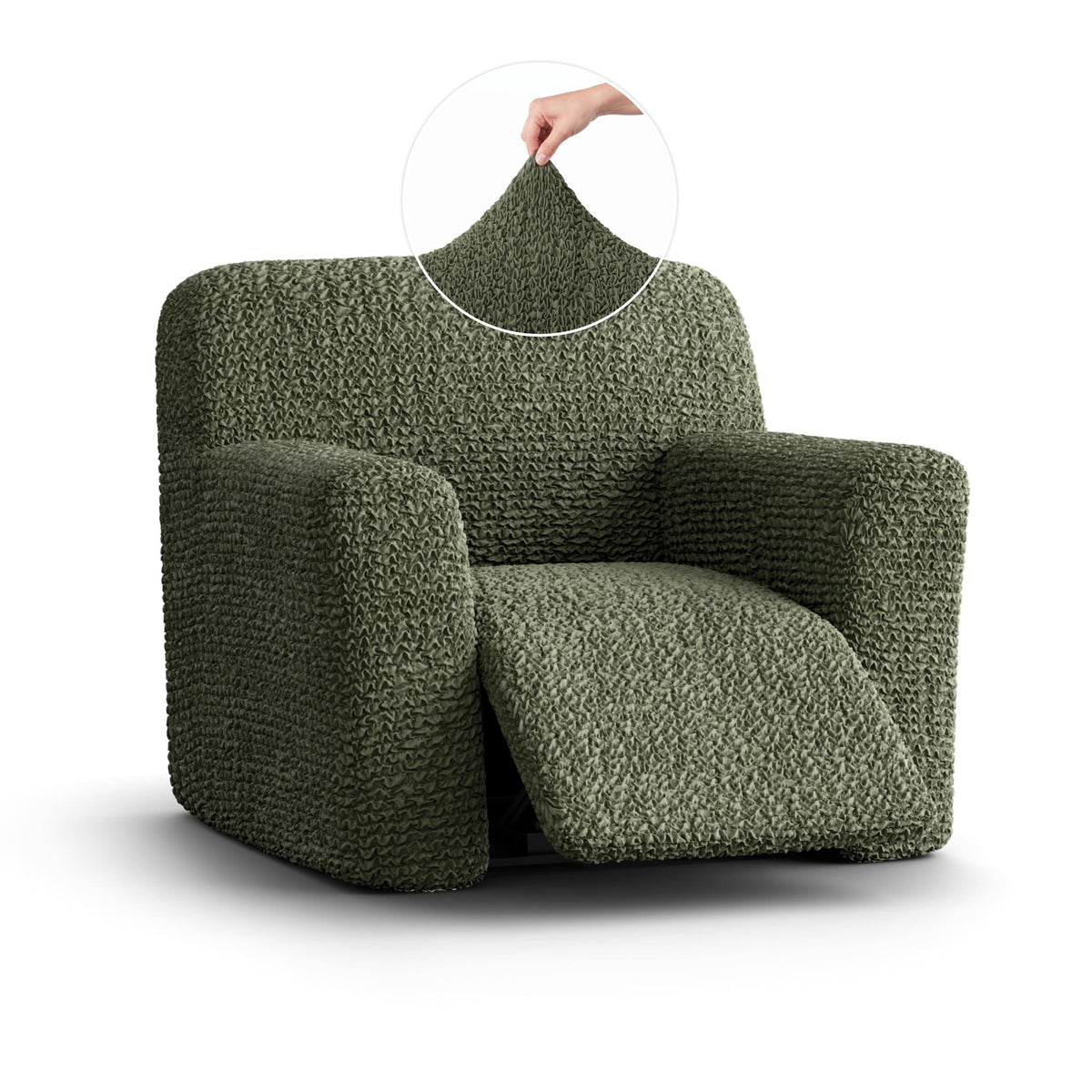 Reclining Armchair Slipcover, Comfort Collection – Moss Green, front view | Moss Green