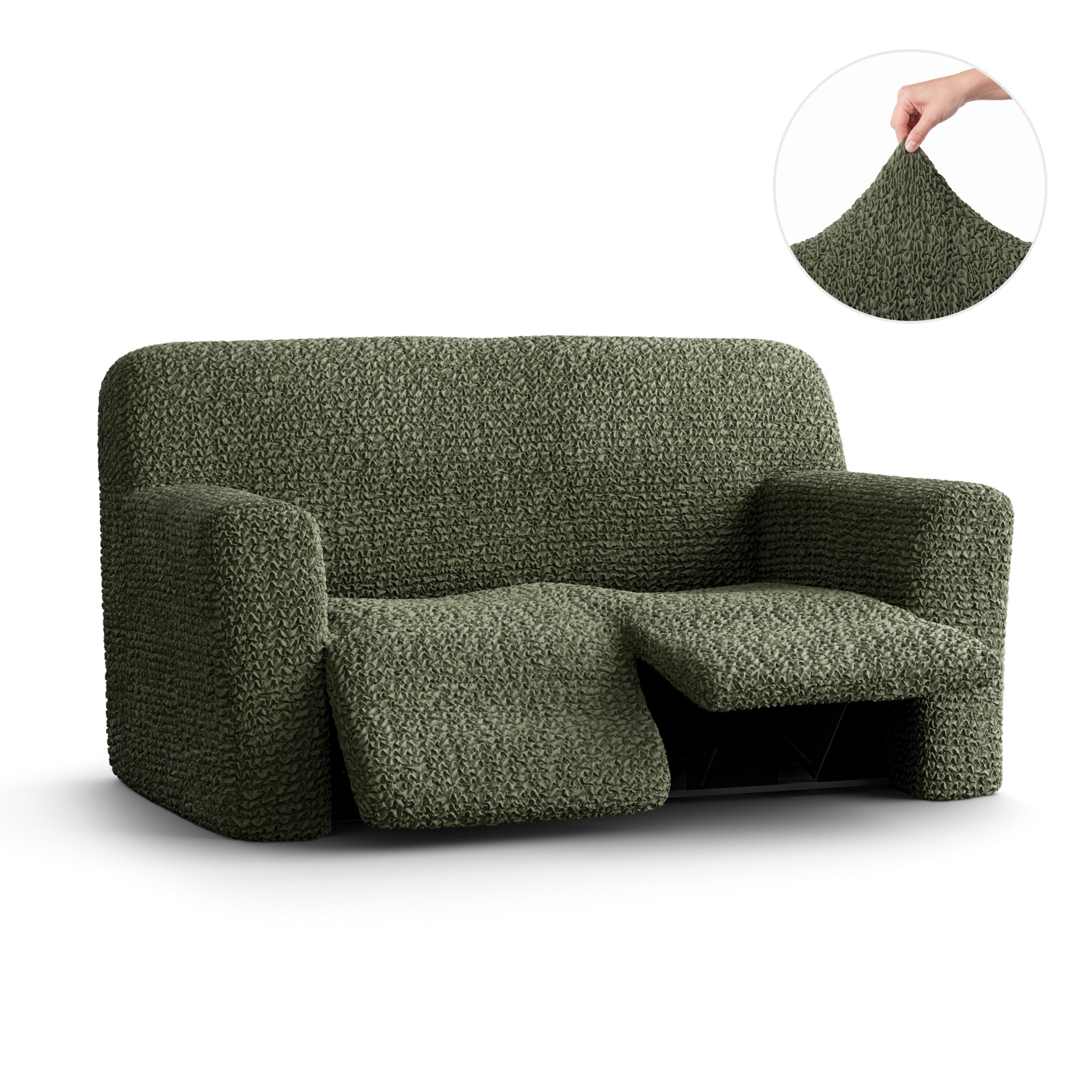 2 Seater Recliner Slipcover, Comfort Collection – Moss Green, front view | Moss Green