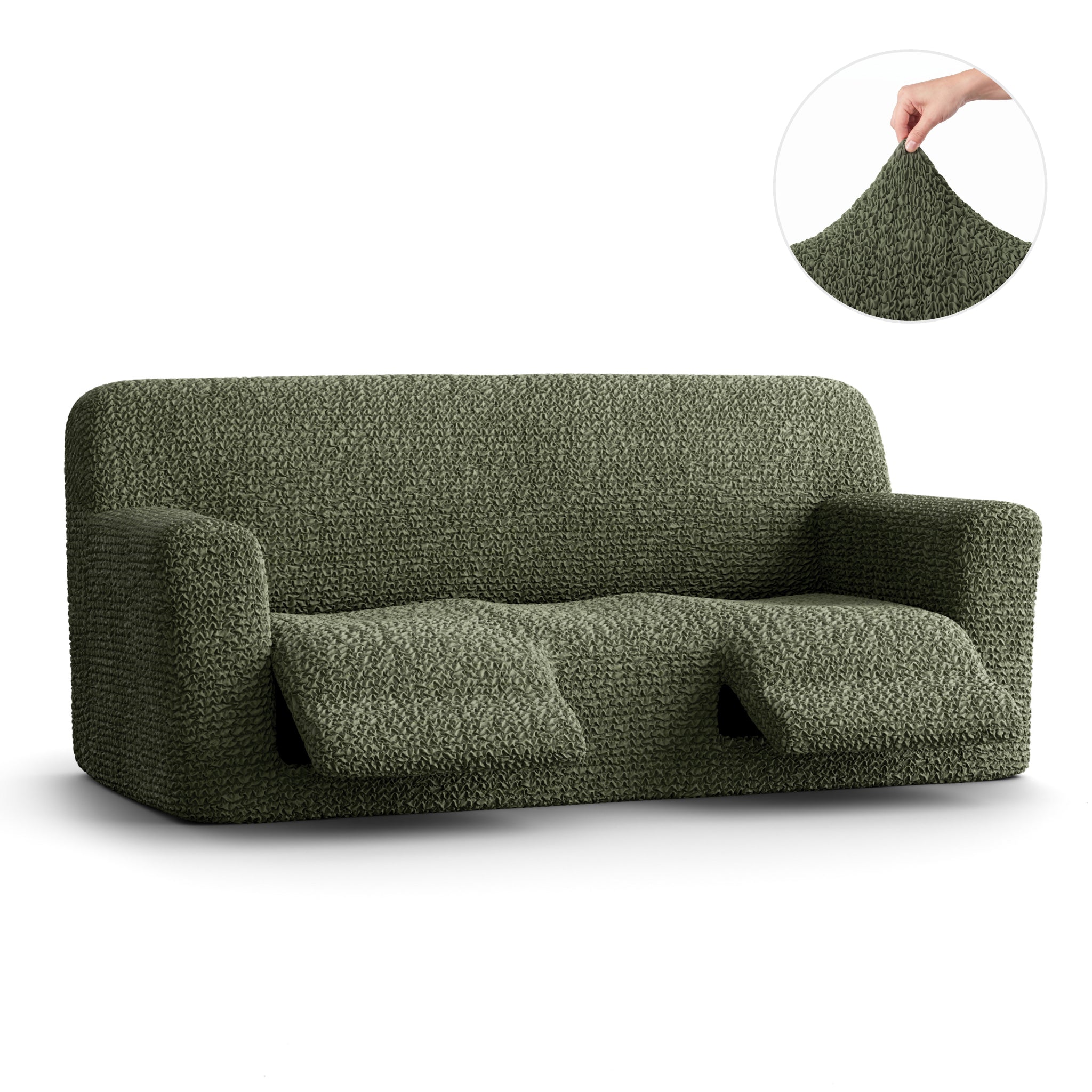 3 Seater Recliner Slipcover, Comfort Collection – Moss Green, front view | Moss Green