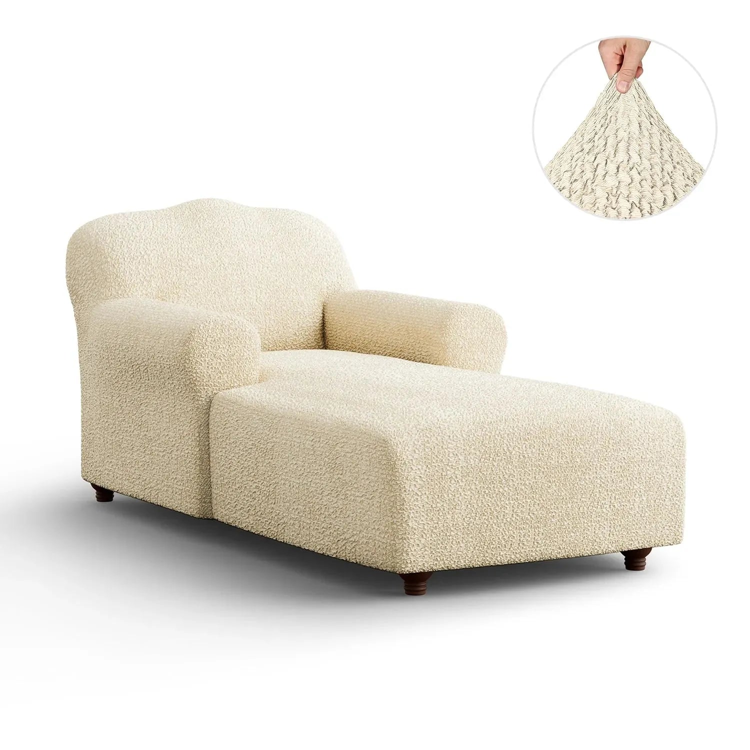 Cream Chaise Lounge Slipcover, Mille Righe Collection