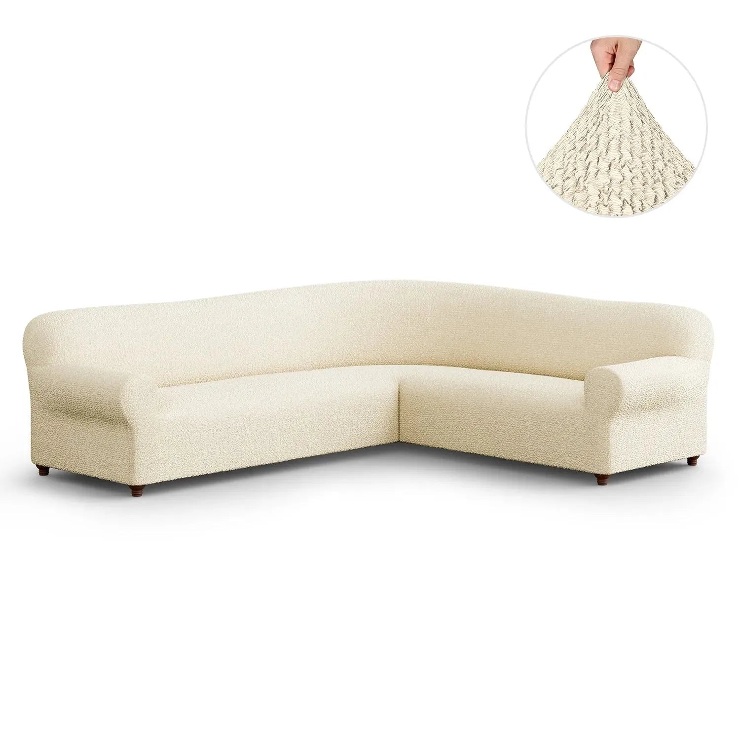 Cream Corner Sofa Slipcover, Mille Righe Collection