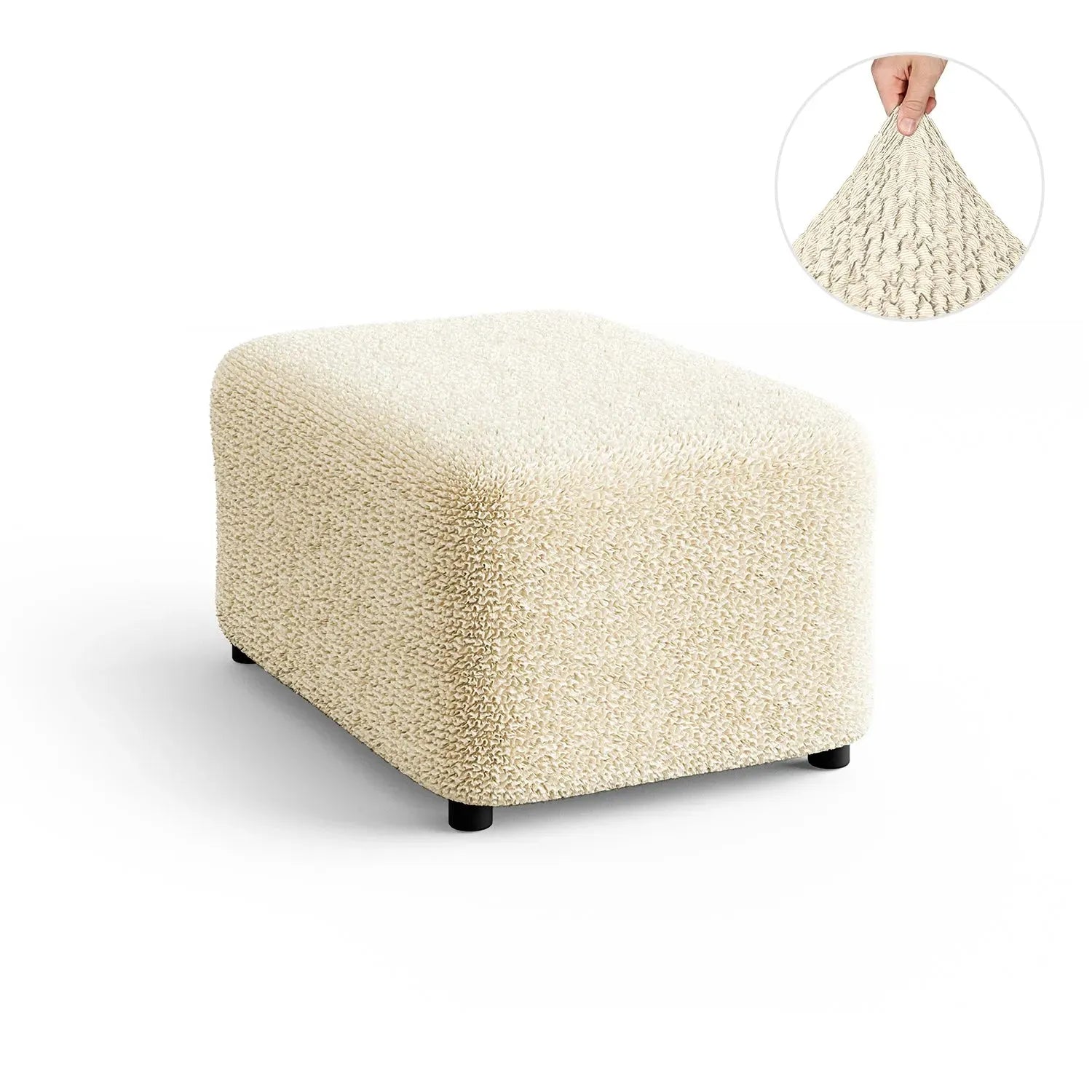 Cream Ottoman Slipcover (Medium), Mille Righe Collection