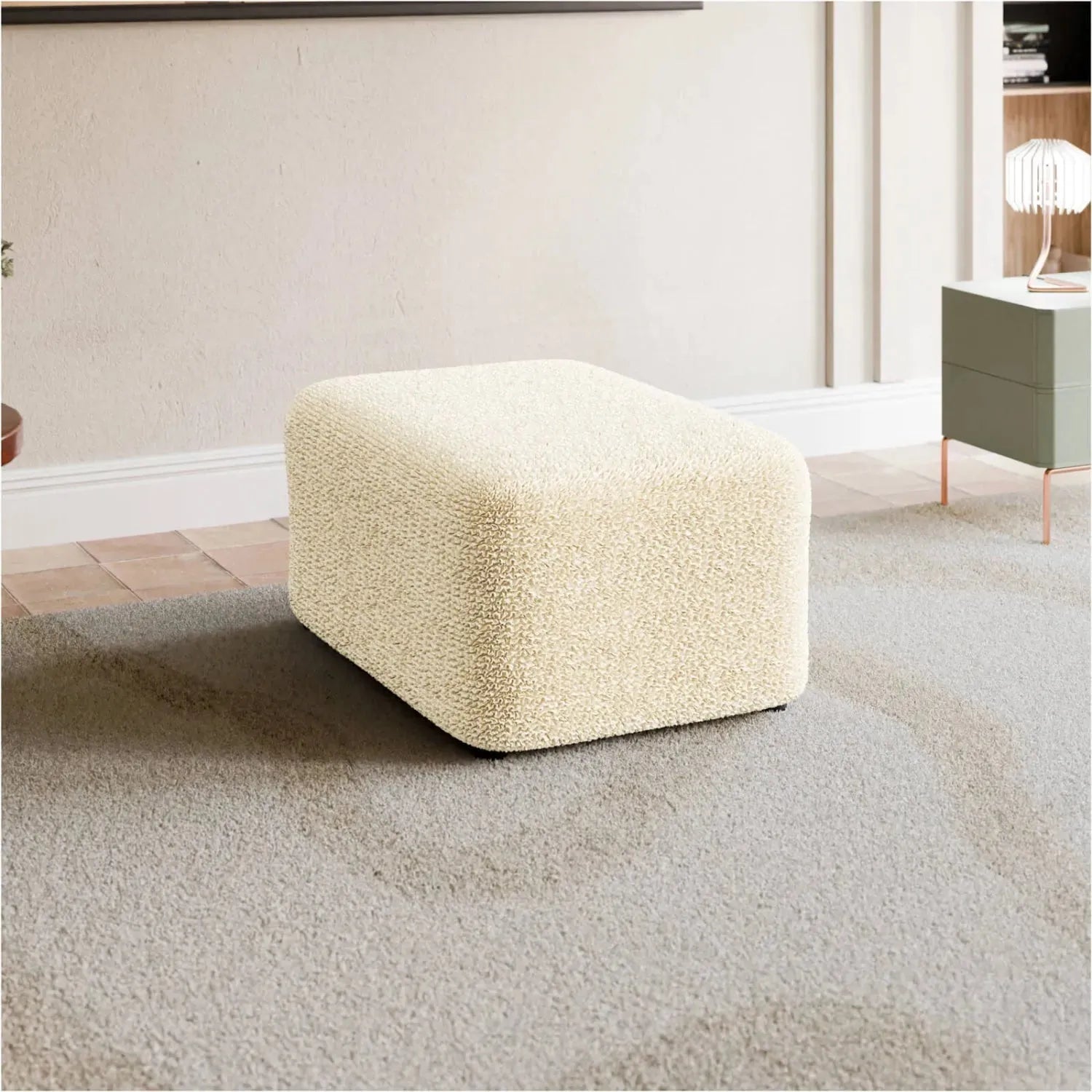 Cream Ottoman Slipcover (Medium), Mille Righe Collection