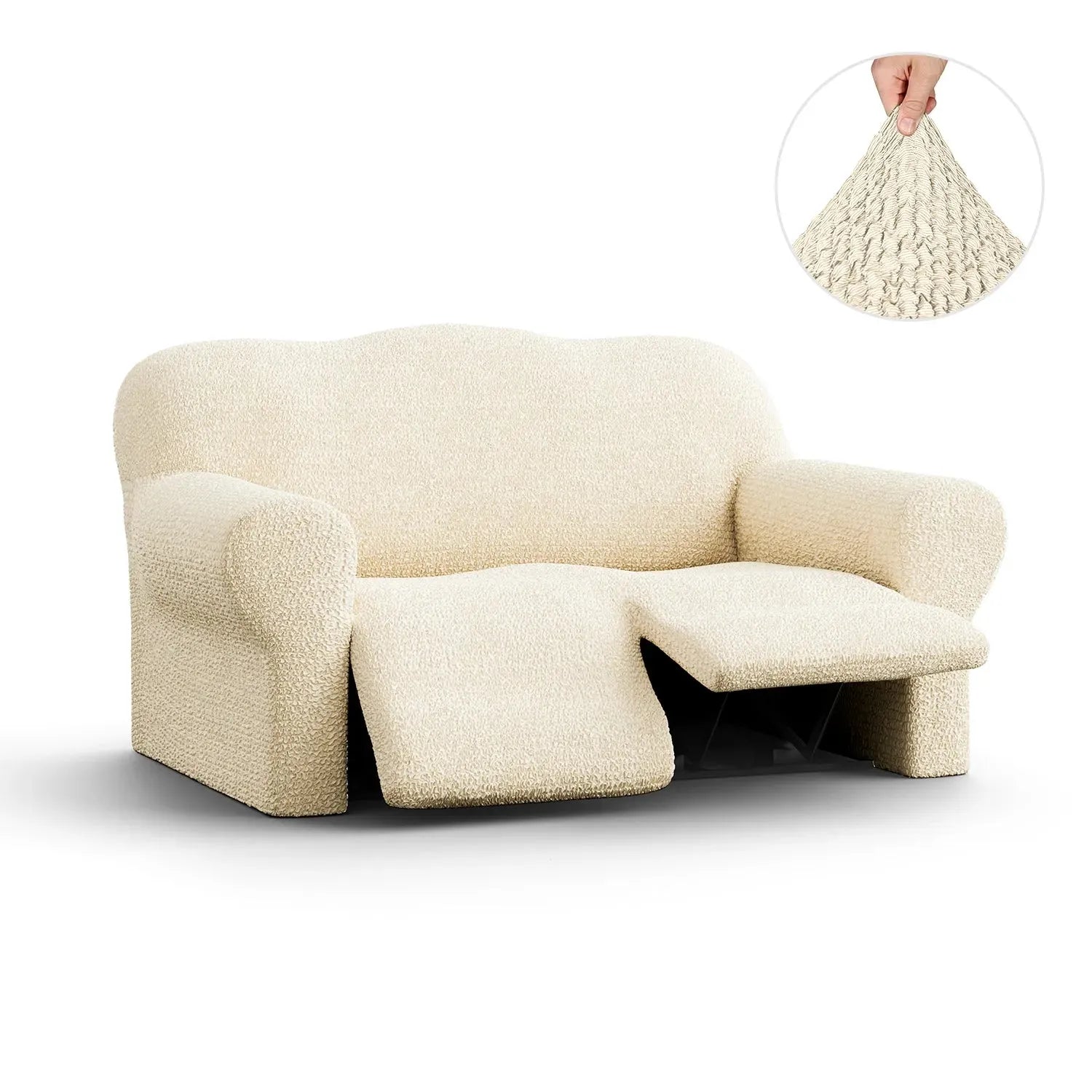 Cream 2 Seater Recliner Slipcover, Mille Righe Collection