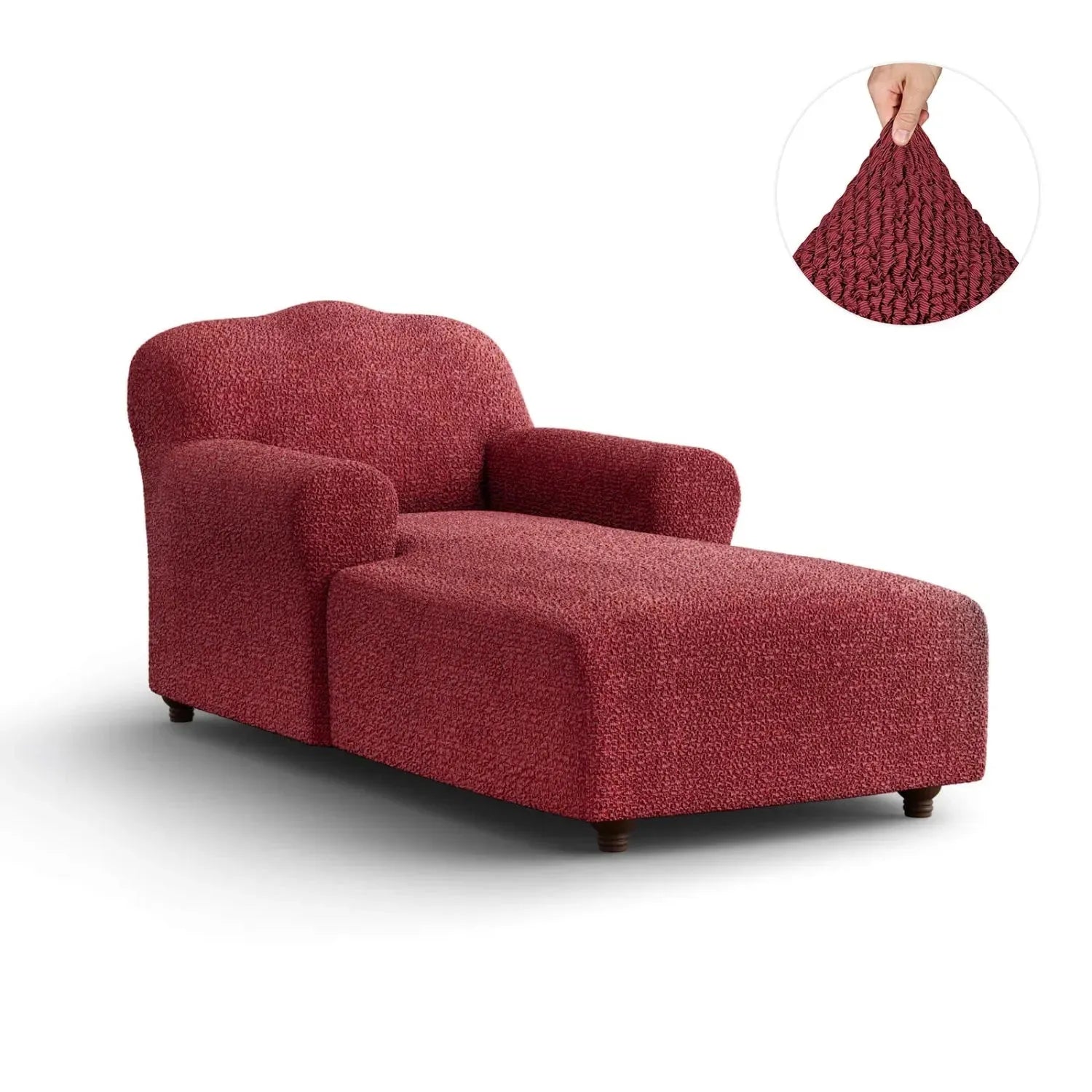 Burgundy Chaise Lounge Slipcover, Mille Righe Collection