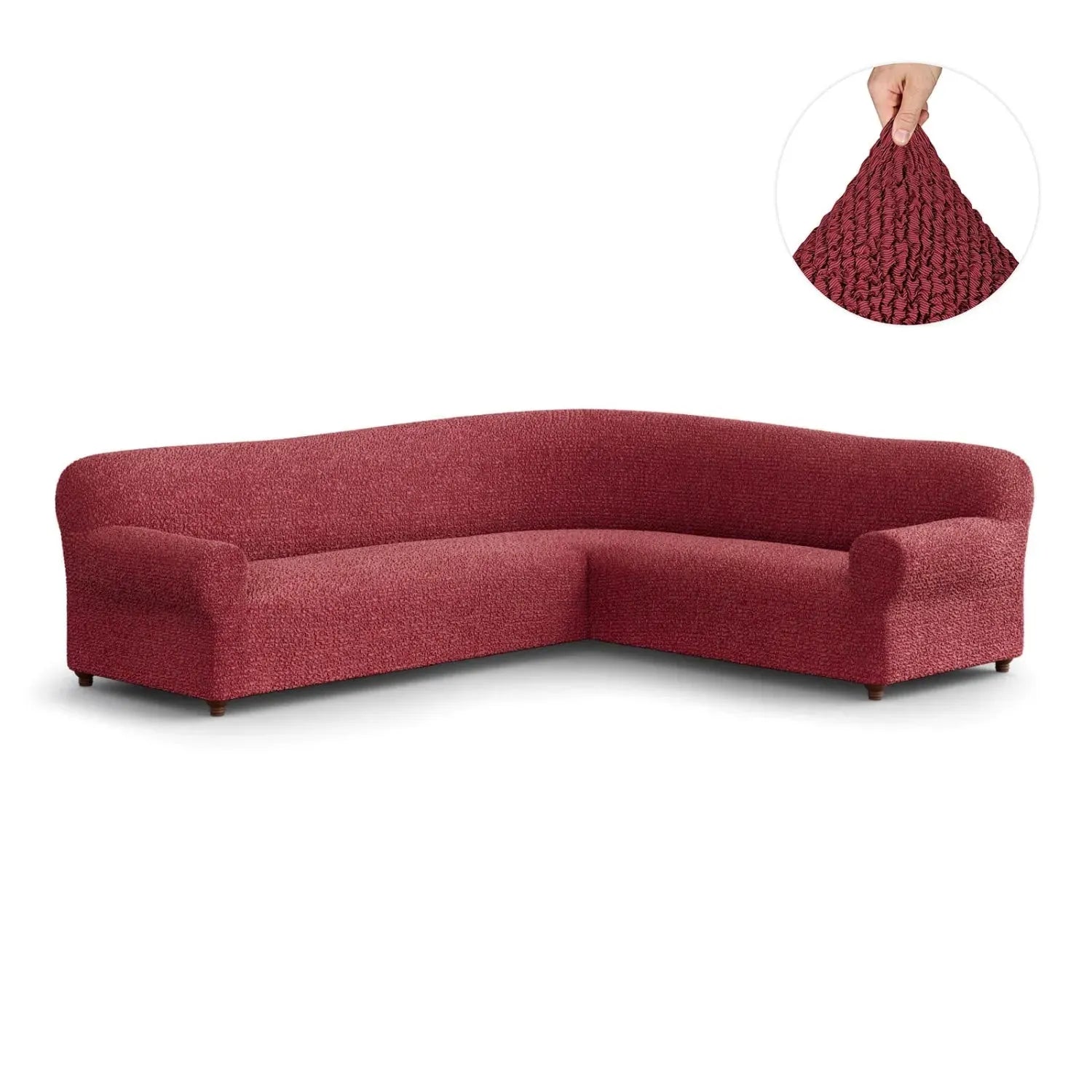 Burgundy Corner Sofa Slipcover, Mille Righe Collection