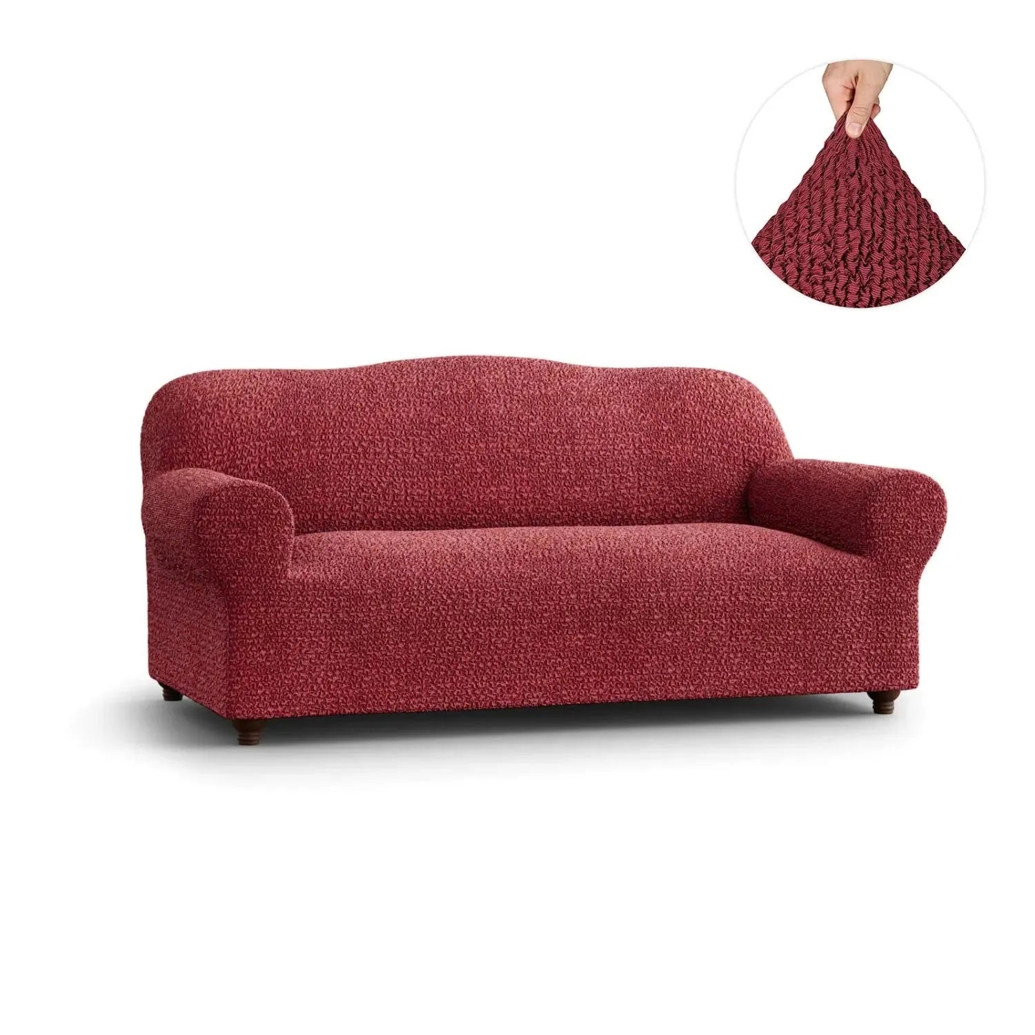 Burgundy Sofa 3 Seater Slipcover, Mille Righe Collection