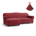 Burgundy L-Shaped Sofa Slipcover (Left Chaise), Mille Righe Collection