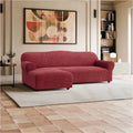 Burgundy L-Shaped Sofa Slipcover (Left Chaise), Mille Righe Collection