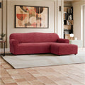 Burgundy L-Shaped Sofa Slipcover (Right Chaise), Mille Righe Collection