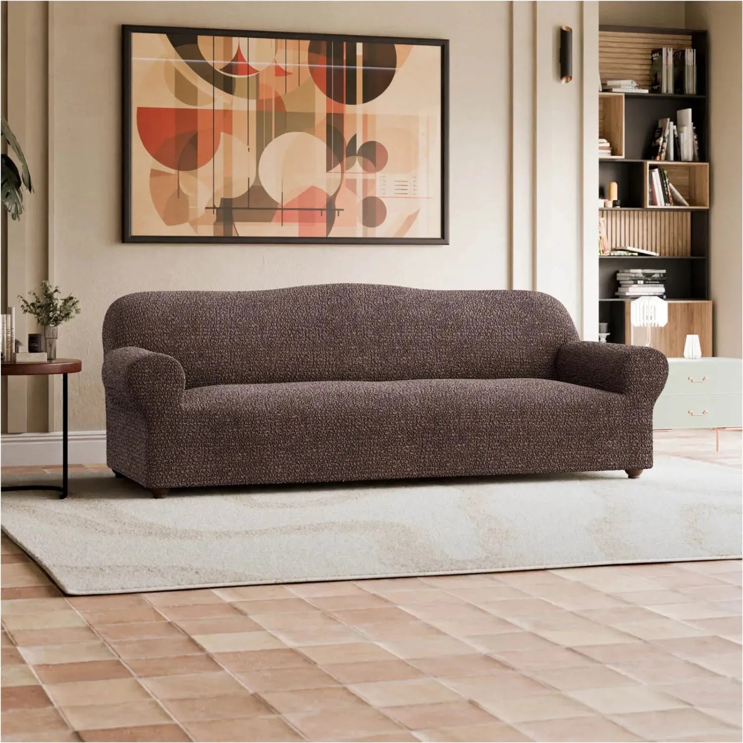 Brown Sofa 4 Seater Slipcover, Mille Righe Collection