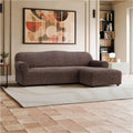 Brown L-Shaped Sofa Slipcover (Right Chaise), Mille Righe Collection