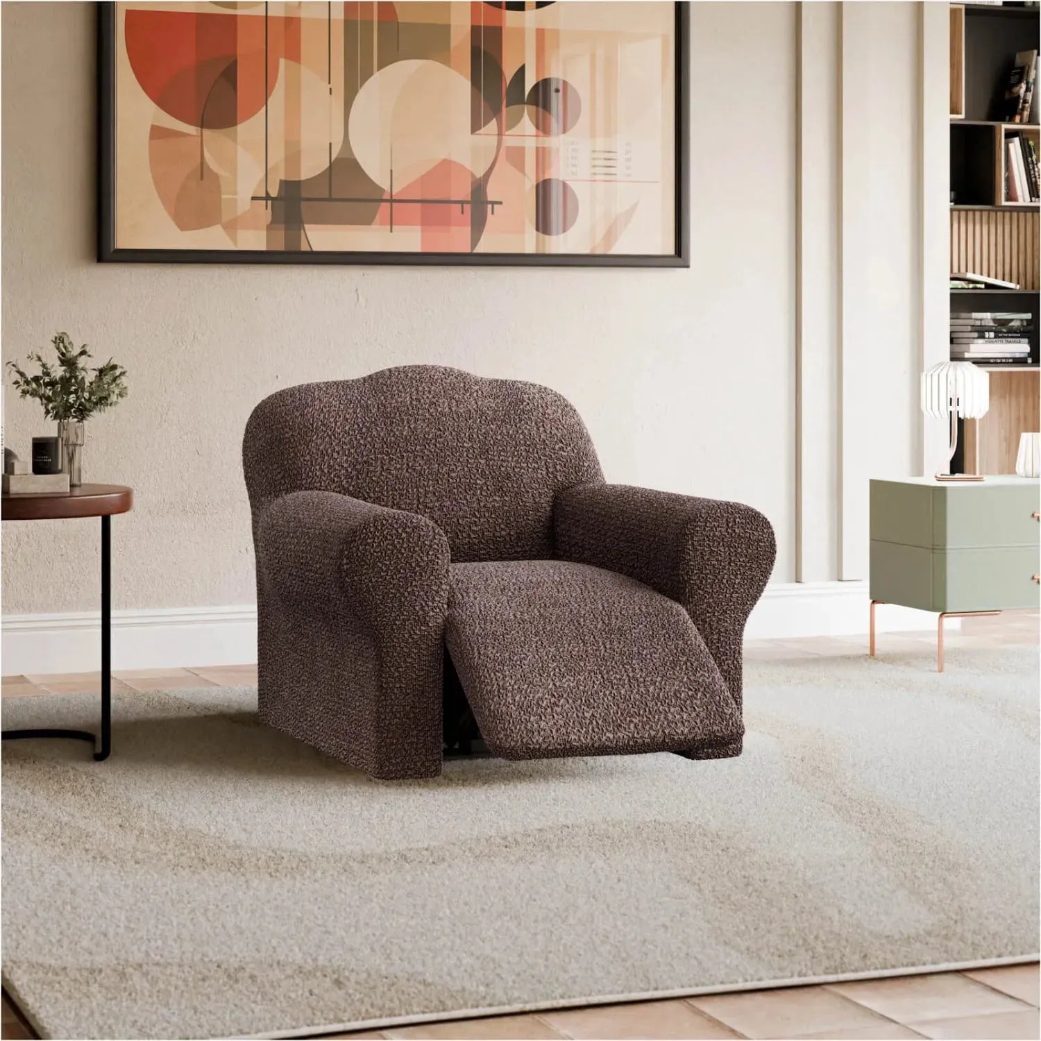 Brown Reclining Armchair Slipcover, Mille Righe Collection