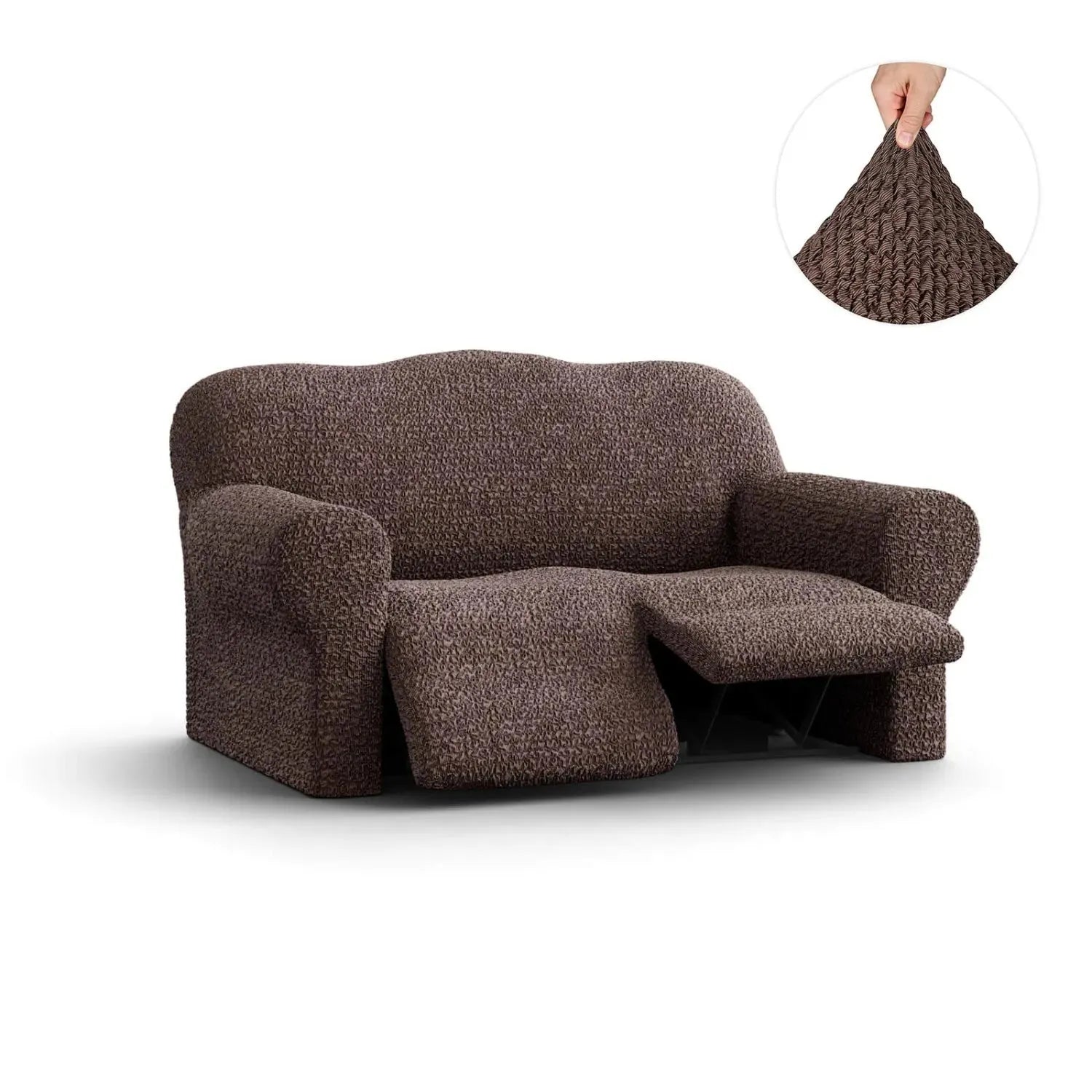 Brown 2 Seater Recliner Slipcover, Mille Righe Collection