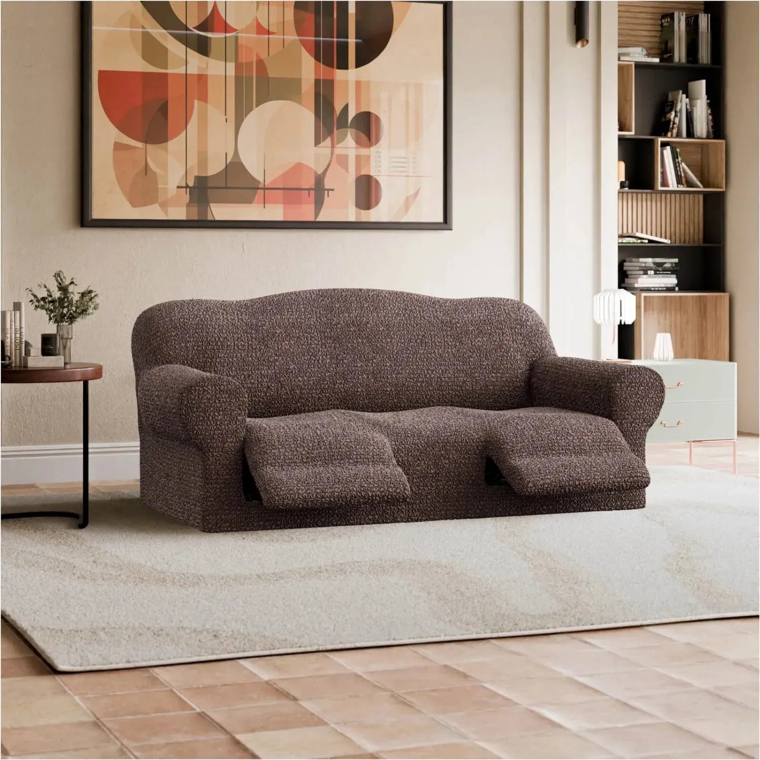 Brown 3 Seater Recliner Slipcover, Mille Righe Collection