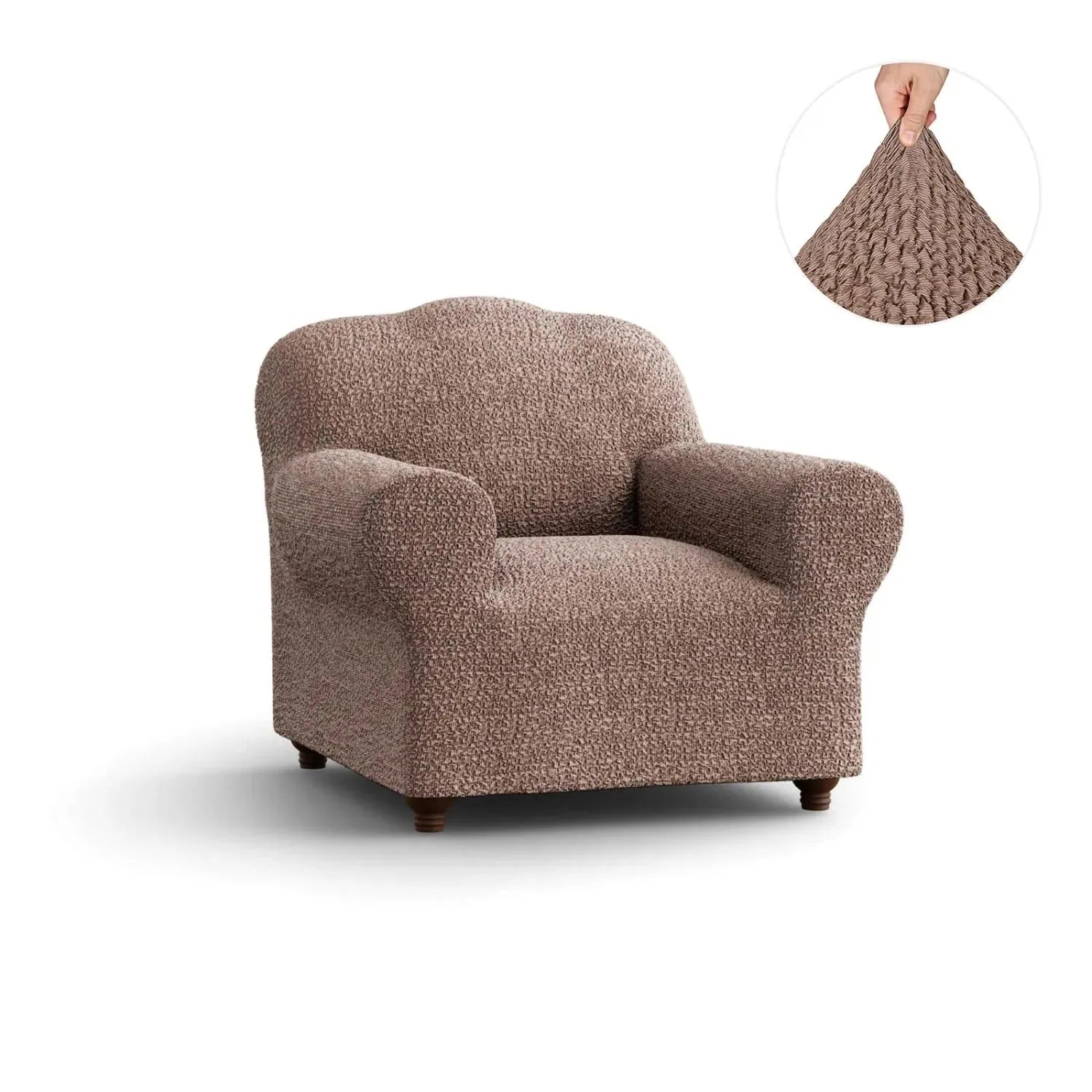 Camel Armchair Slipcover, Mille Righe Collection