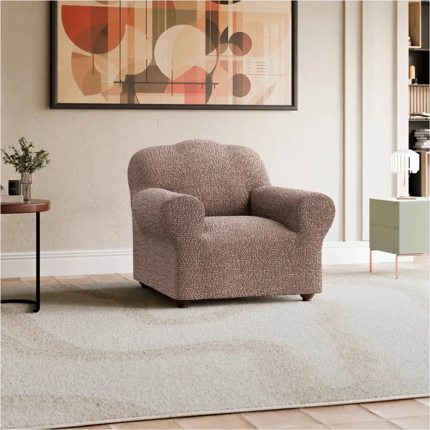 Camel Armchair Slipcover, Mille Righe Collection