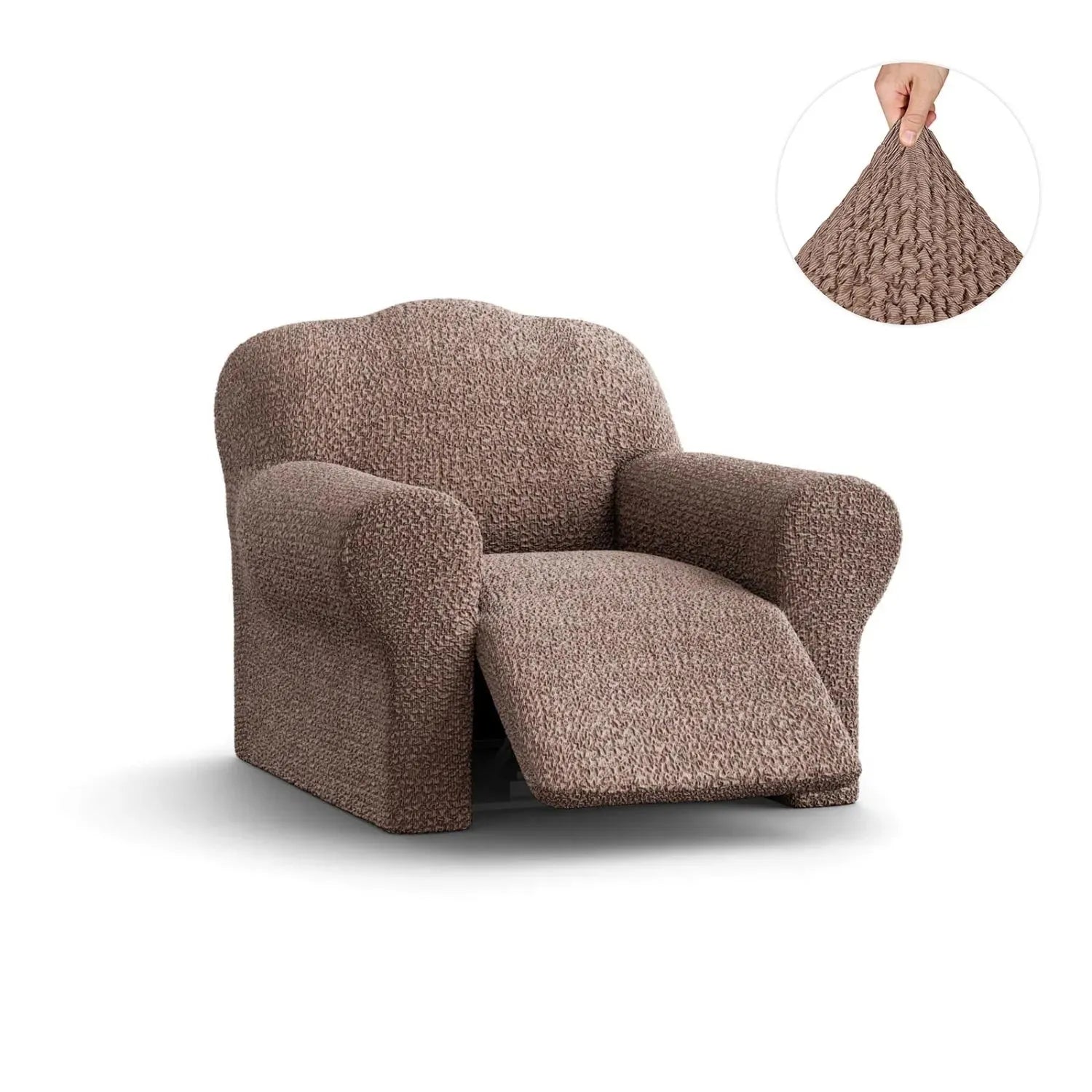 Camel Reclining Armchair Slipcover, Mille Righe Collection