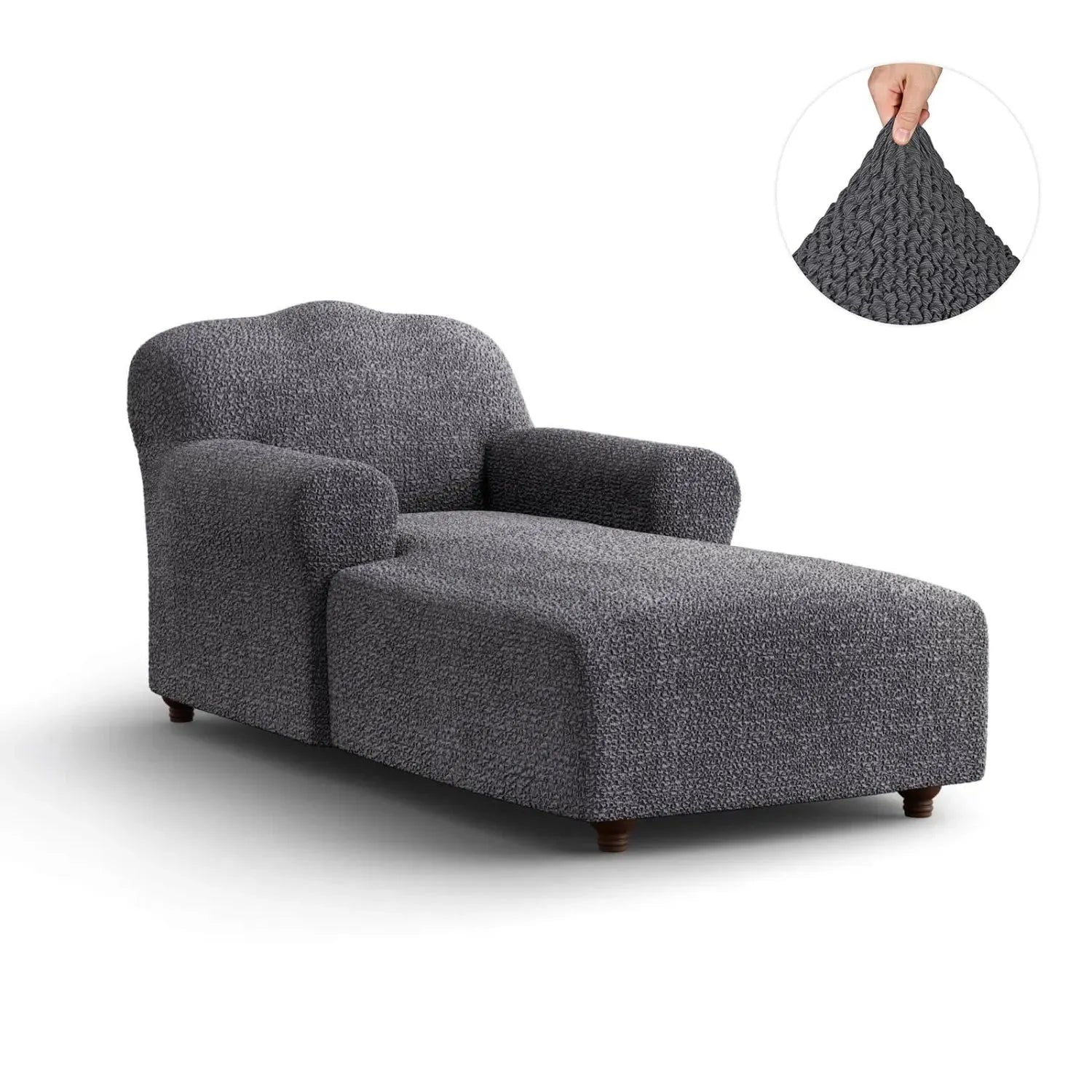 Dark Grey Chaise Lounge Slipcover, Mille Righe Collection