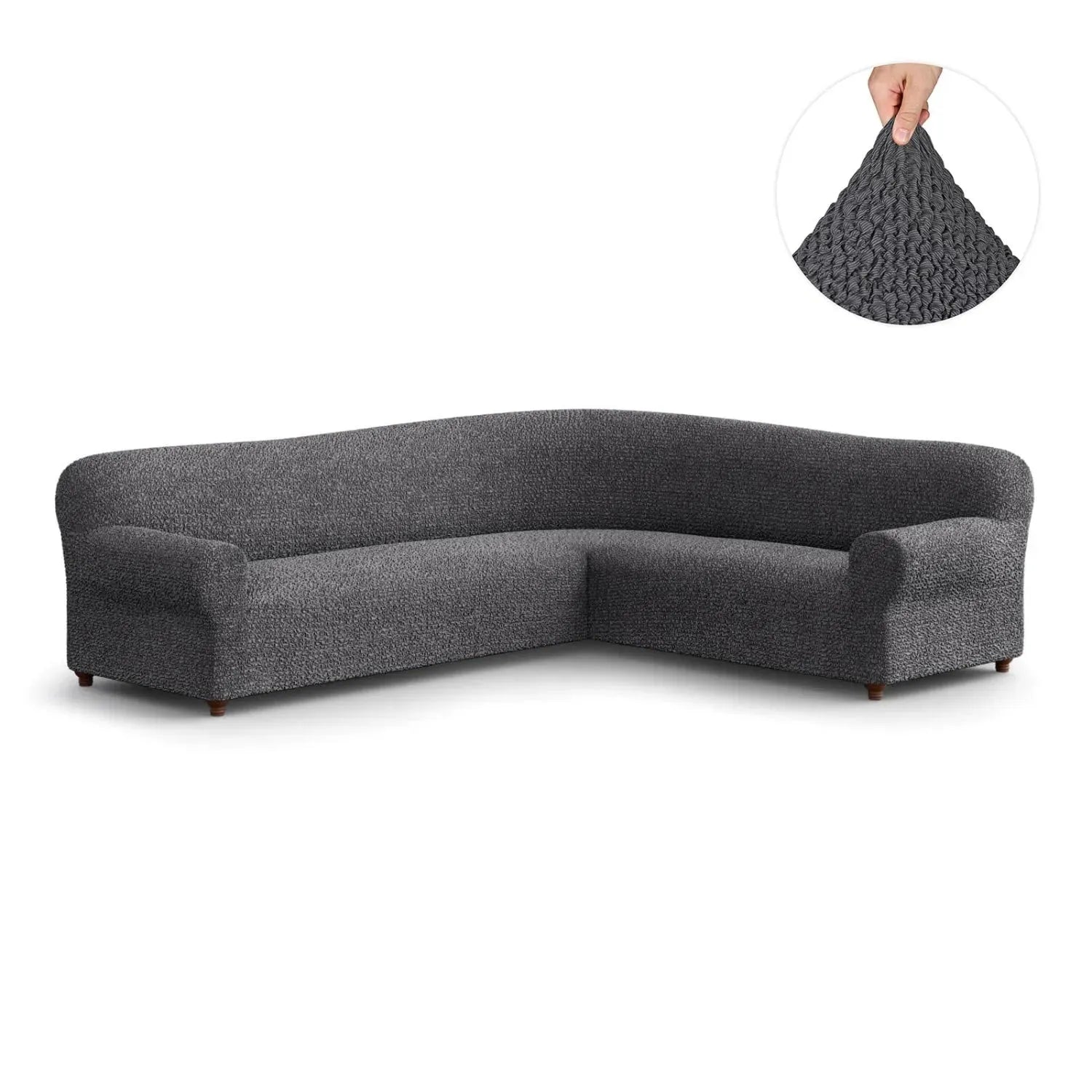 Dark Grey Corner Sofa Slipcover, Mille Righe Collection