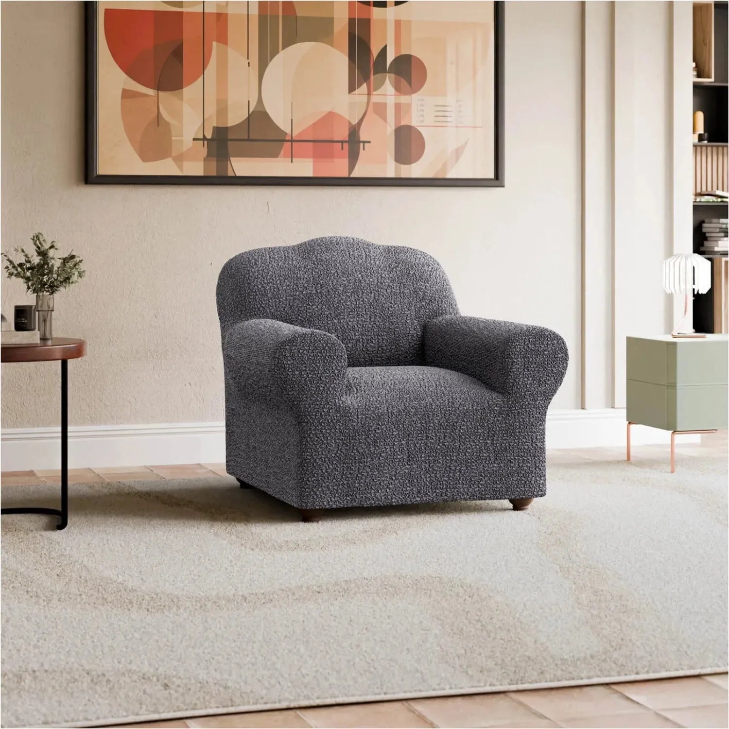 Dark Grey Armchair Slipcover, Mille Righe Collection