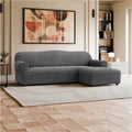 Dark Grey L-Shaped Sofa Slipcover (Right Chaise), Mille Righe Collection