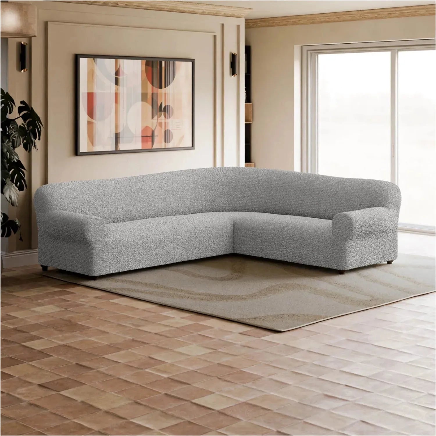 Platinum Corner Sofa Slipcover, Mille Righe Collection