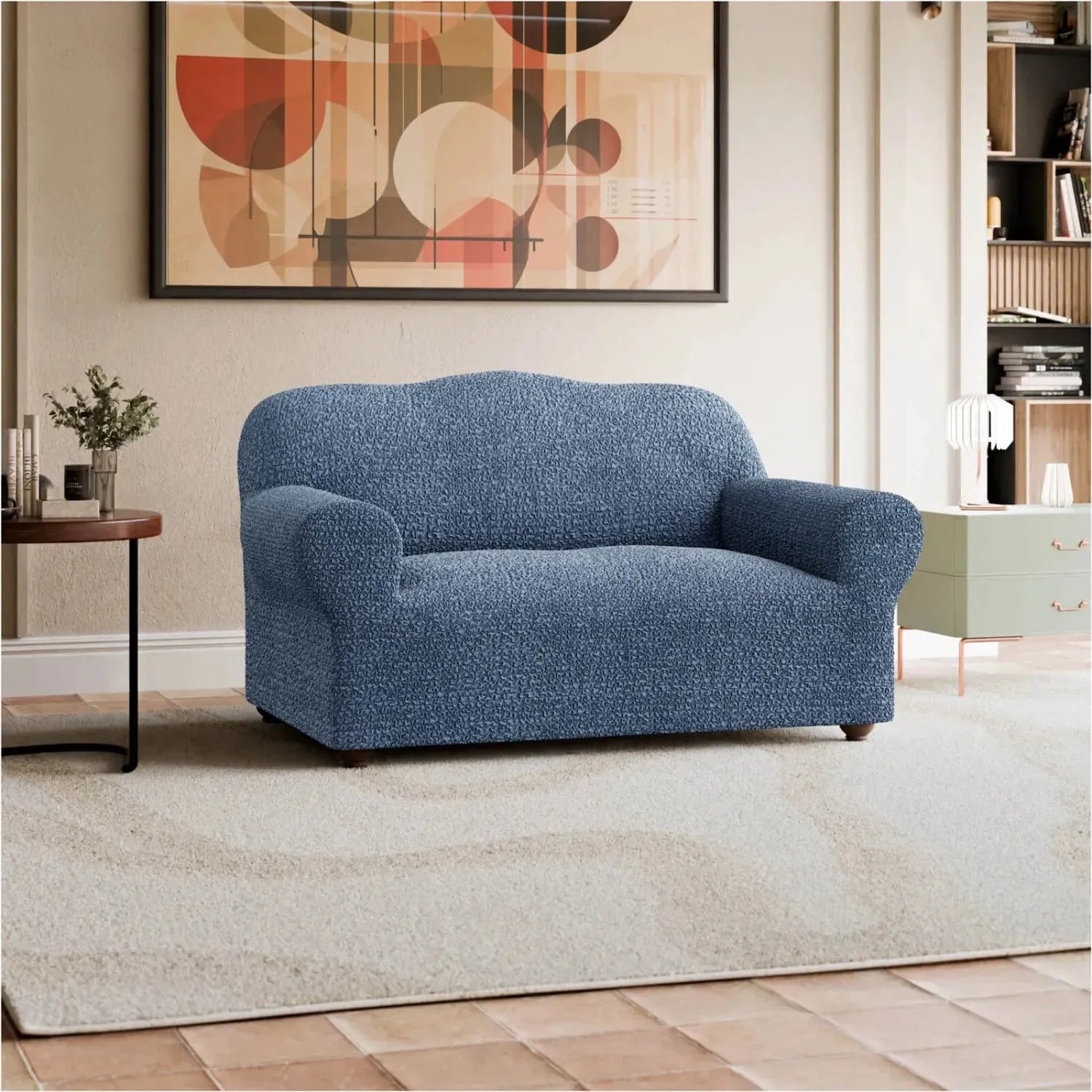 Blue Loveseat 2 Seater Slipcover, Mille Righe Collection