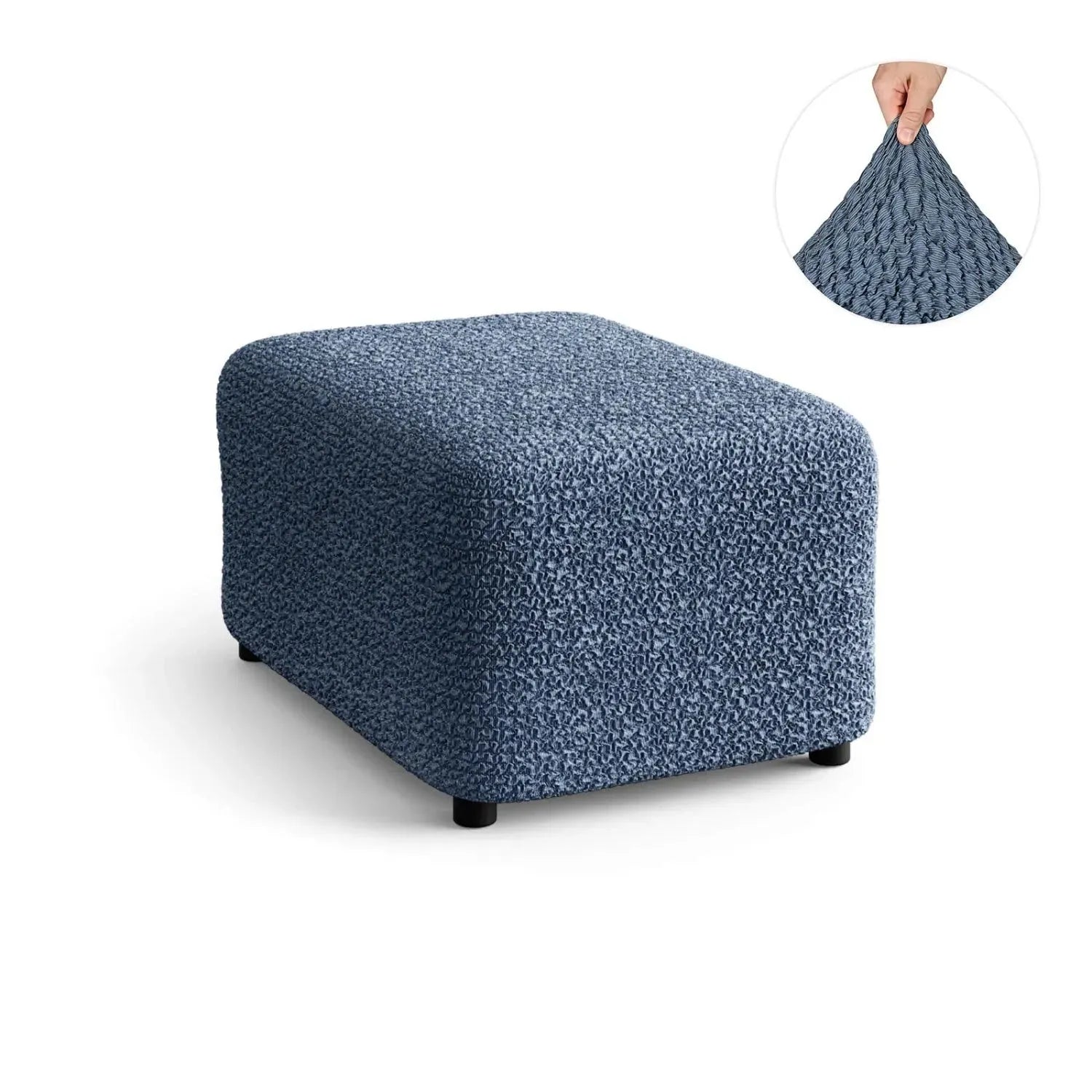 Blue Ottoman Slipcover (Medium), Mille Righe Collection