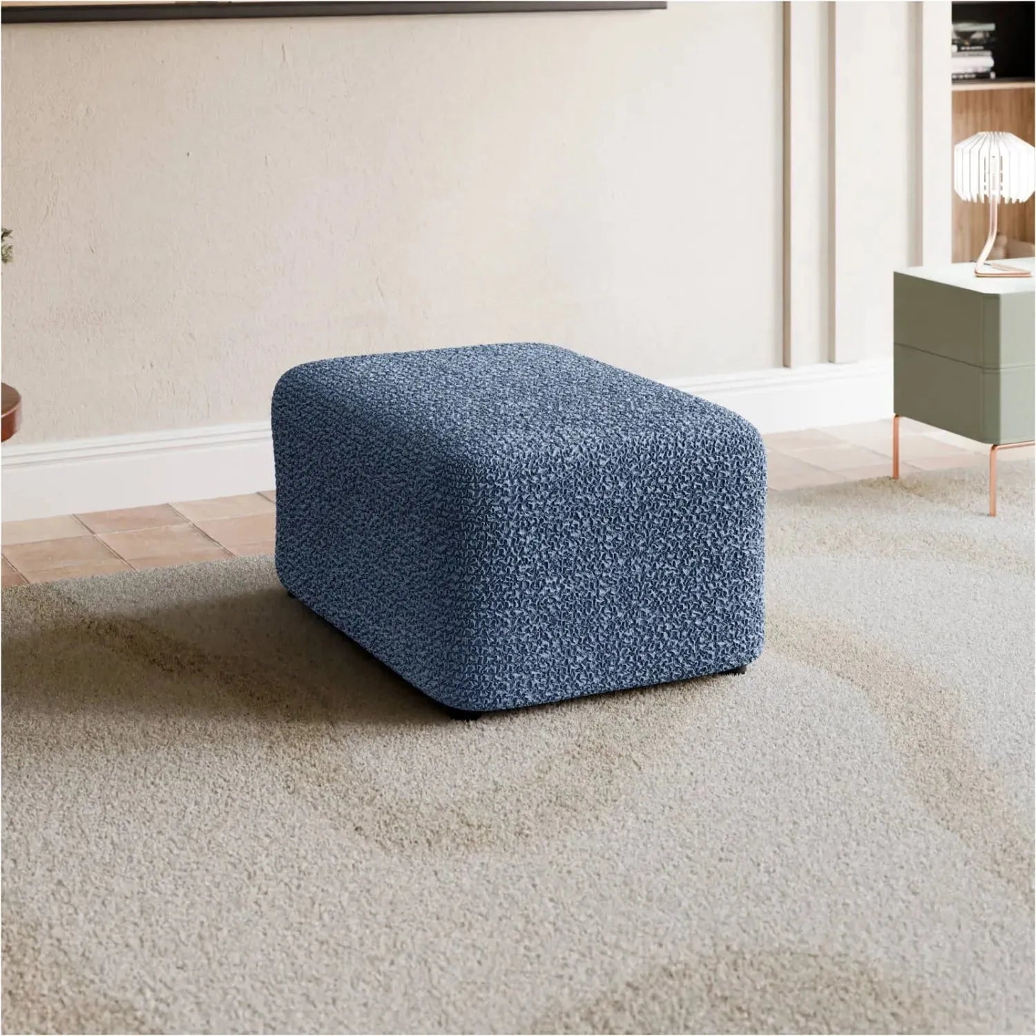 Blue Ottoman Slipcover (Medium), Mille Righe Collection