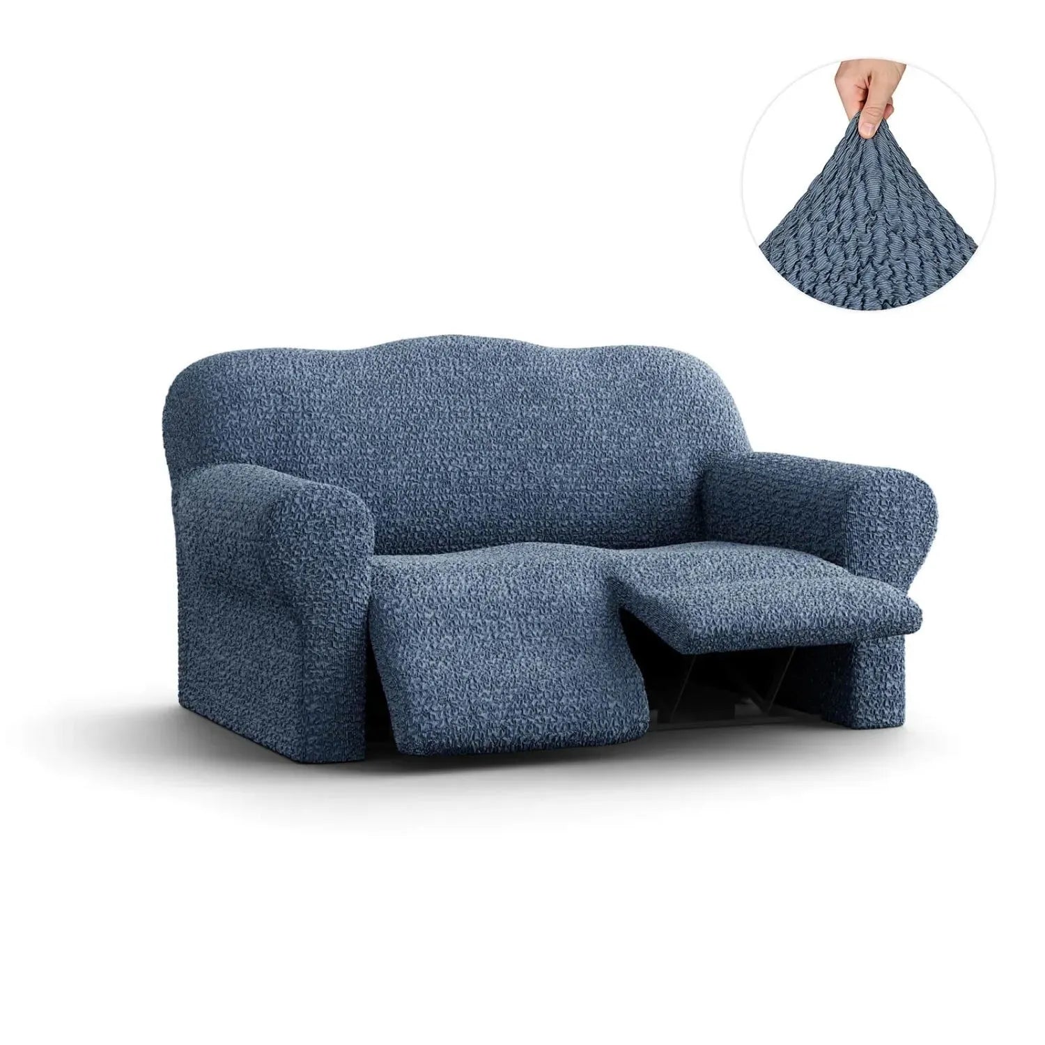 Blue 2 Seater Recliner Slipcover, Mille Righe Collection