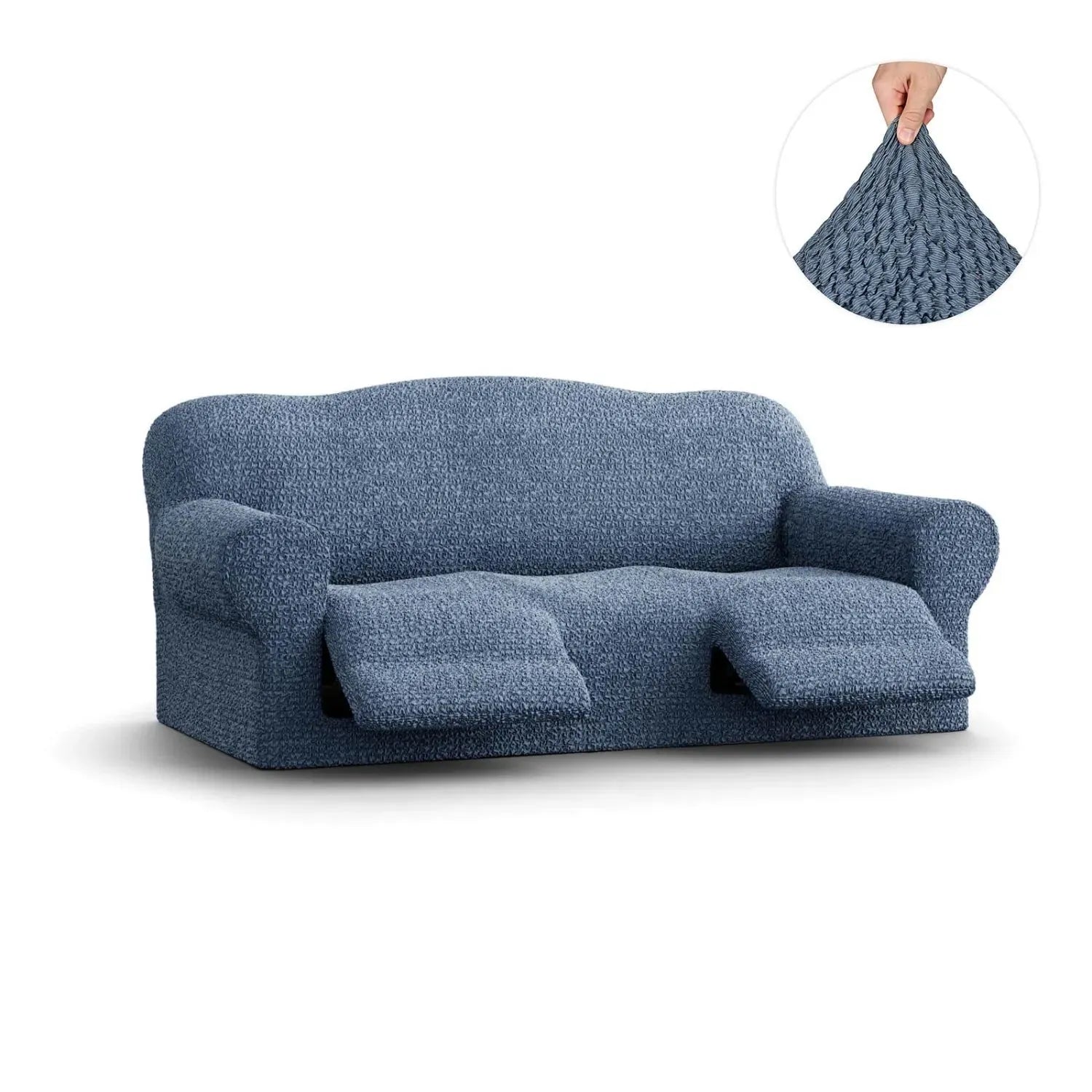 Blue 3 Seater Recliner Slipcover, Mille Righe Collection