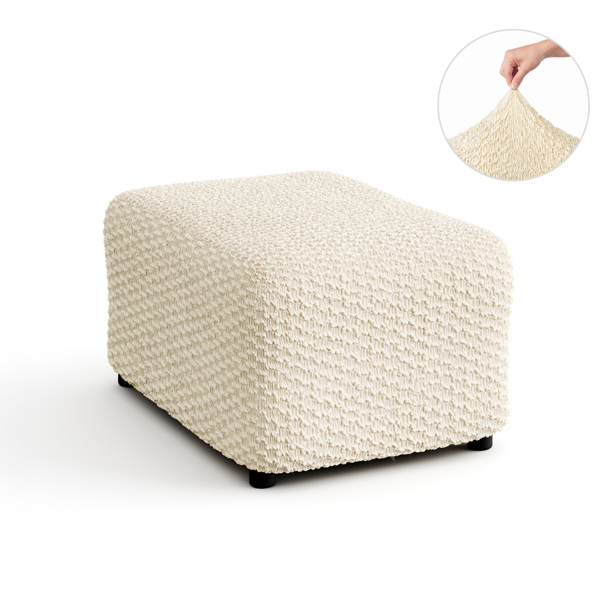 Ottoman Slipcover (Medium), Embrace Collection – Cream, product view | Cream