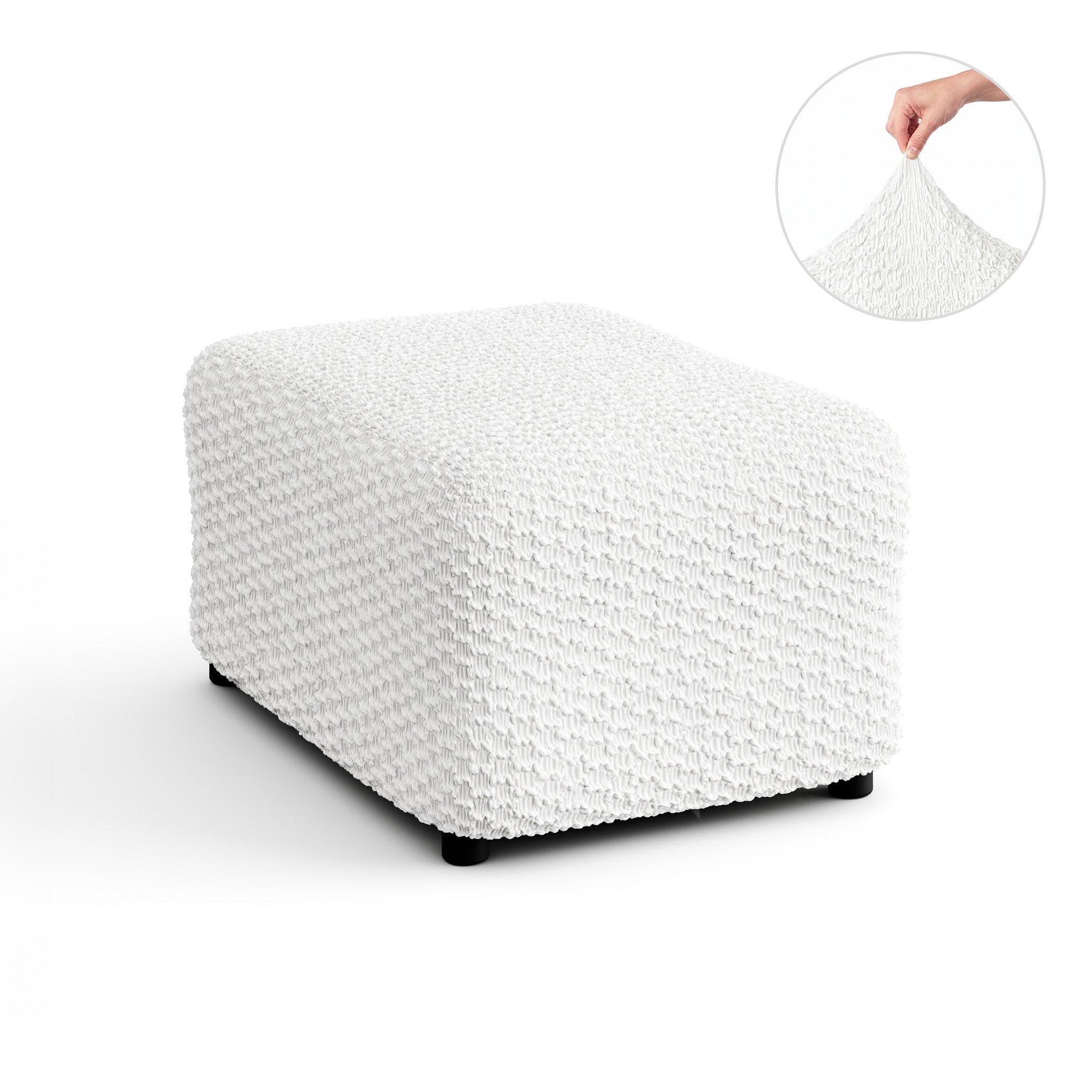 Ottoman Slipcover (Medium), Embrace Collection – Crisp White, product view | Crisp White