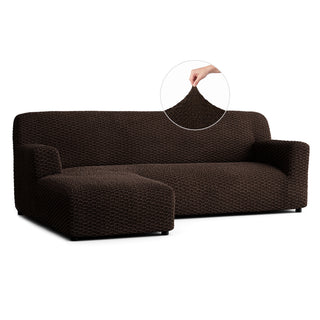 L-Shaped Sofa Slipcover (Left Chaise), Embrace Collection – Dark Brown, front view | Dark Brown