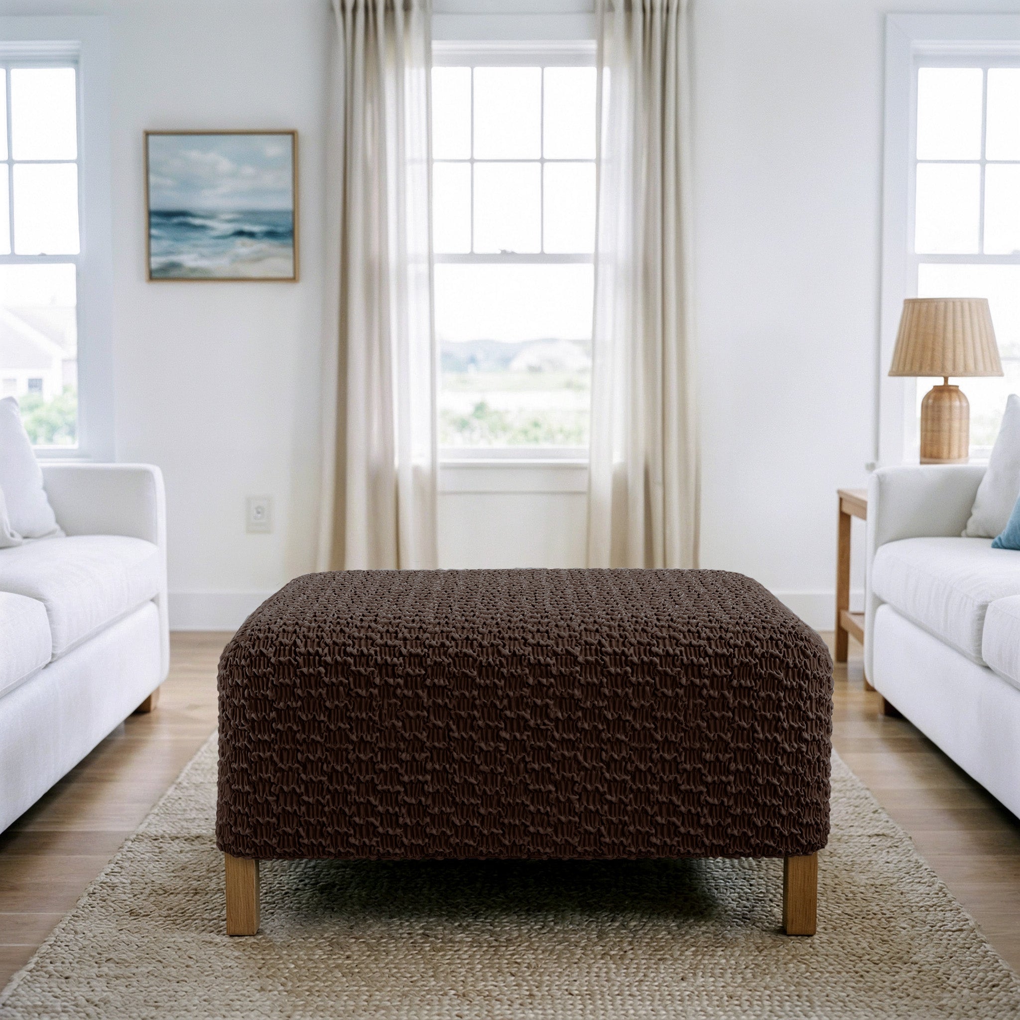 Ottoman Slipcover (Medium), Embrace Collection – Dark Brown, interior view 1 | Dark Brown