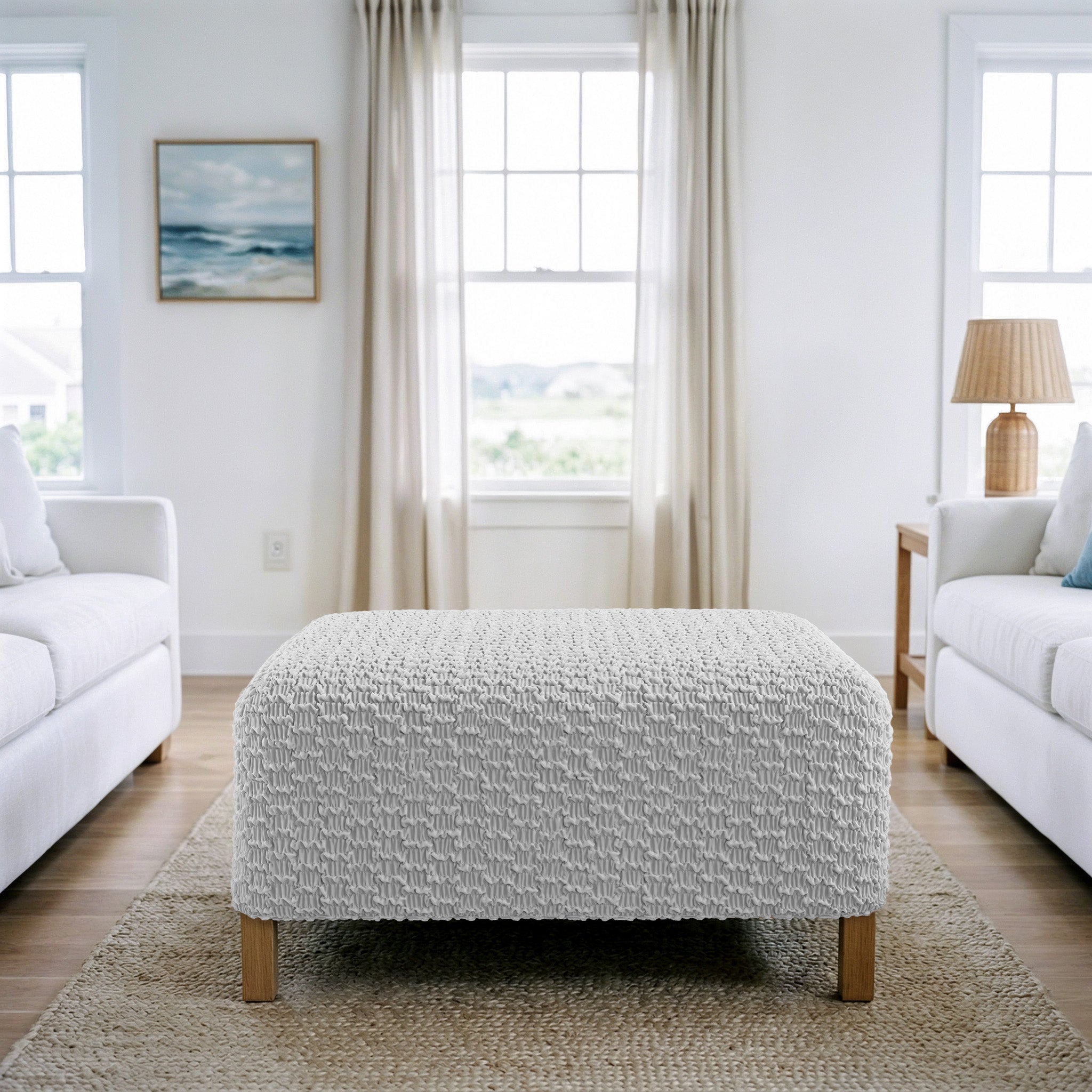 Ottoman Slipcover (Medium), Embrace Collection – Light Grey, interior view 1 | Light Grey