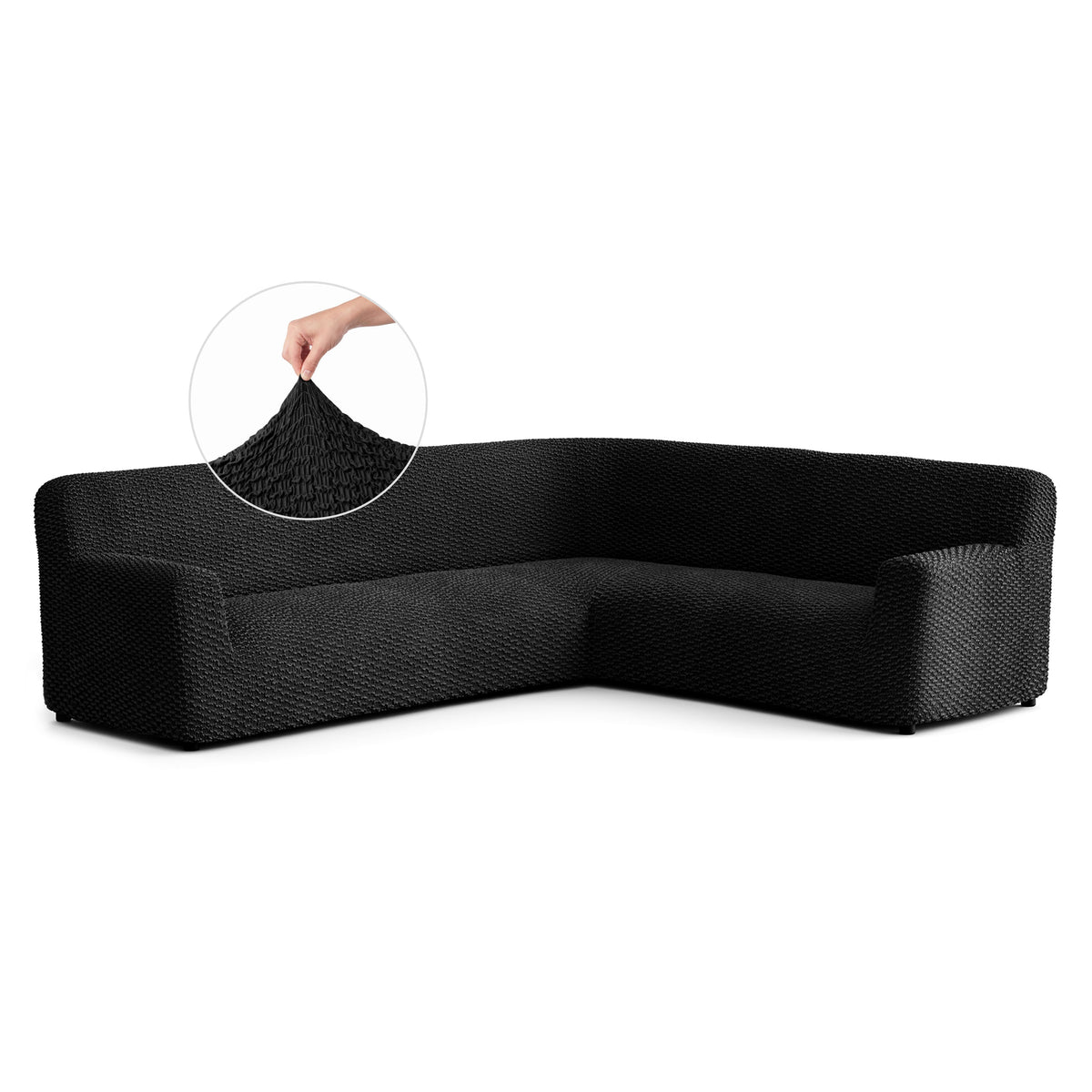 Corner Sofa Slipcover, Embrace Collection – Black, front view | Black