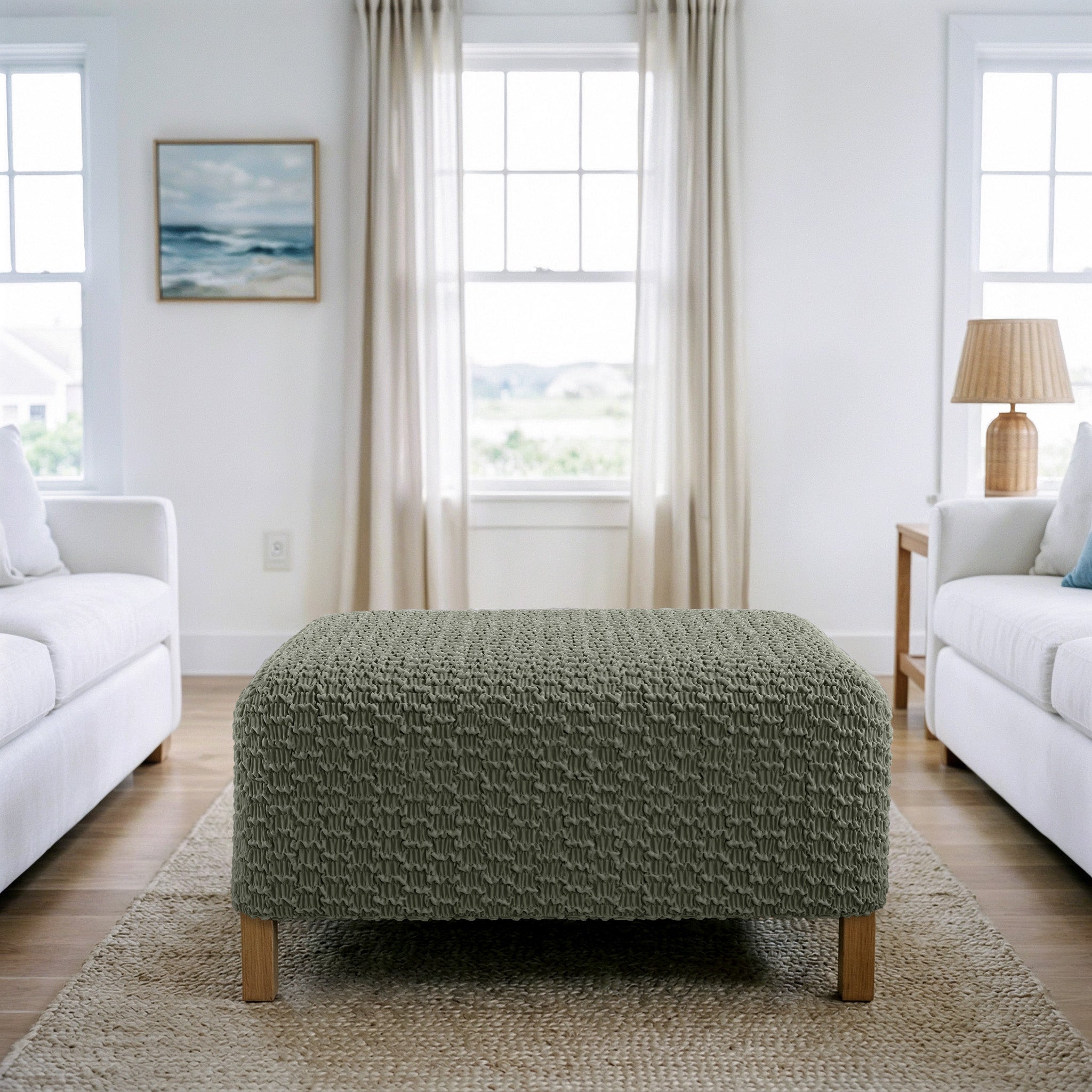 Ottoman Slipcover (Medium), Embrace Collection – Moss Green, interior view 1 | Moss Green