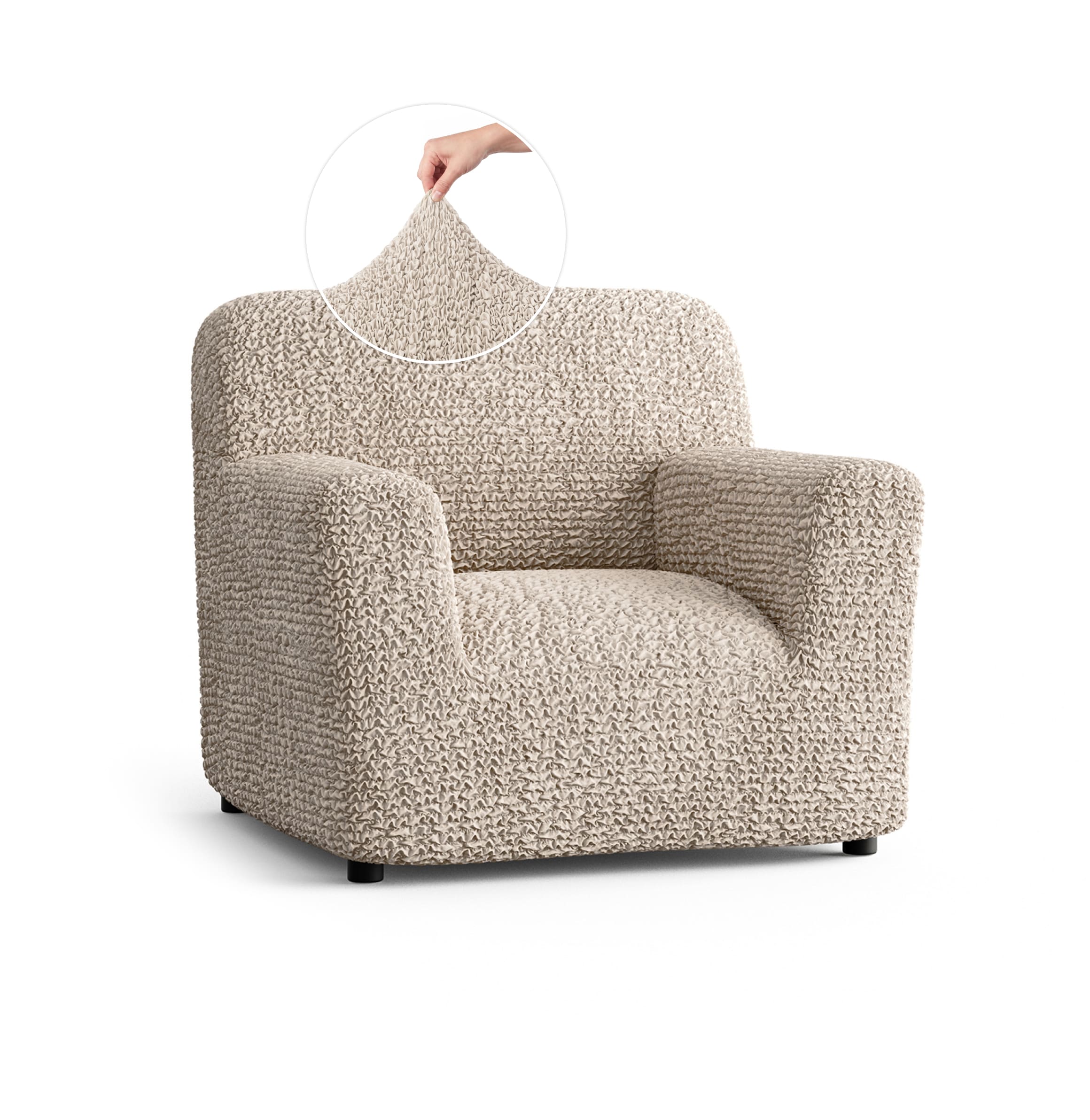 Armchair Slipcover, Comfort Collection – Macadamia, front view | Macadamia