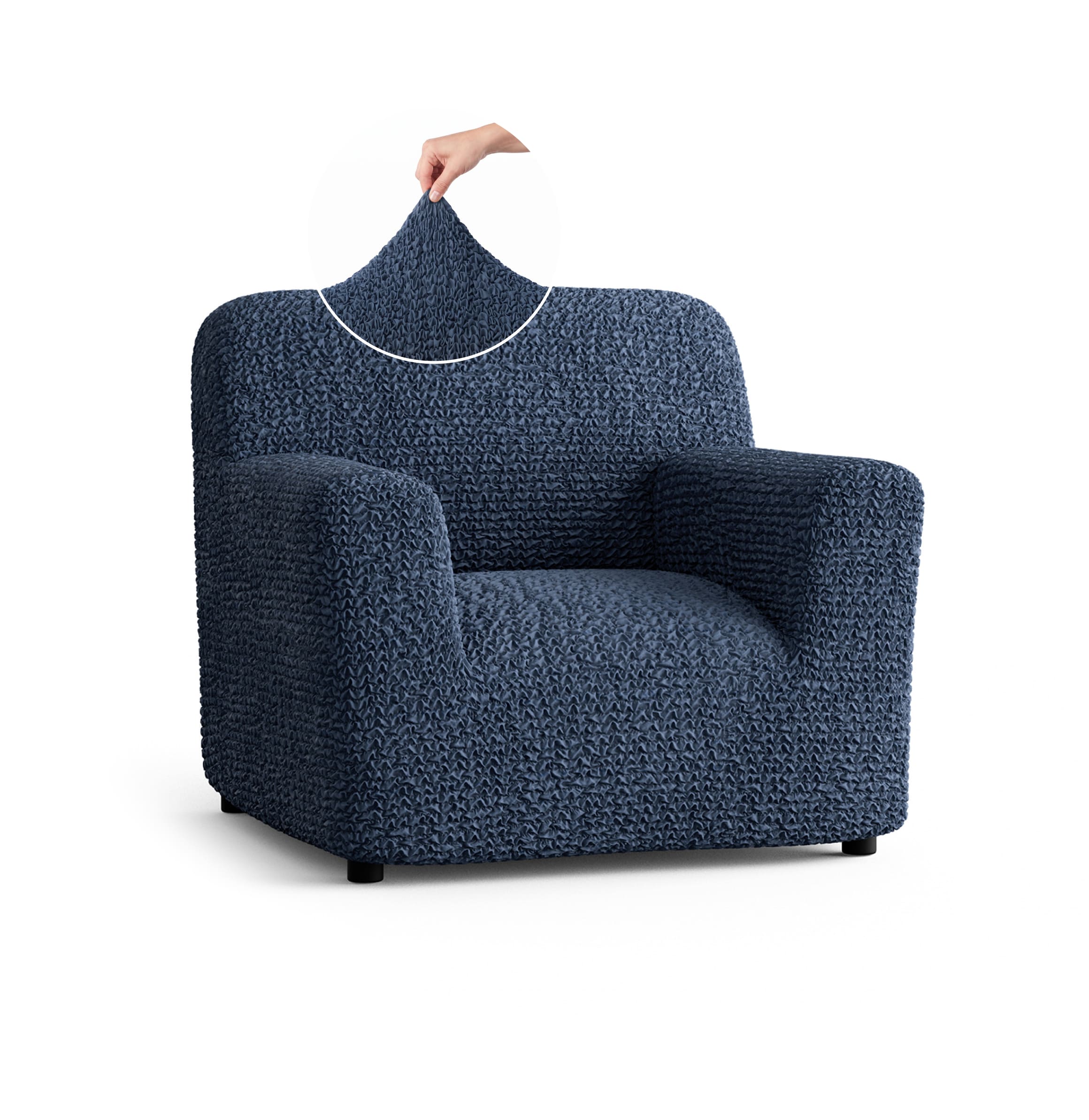 Armchair Slipcover, Comfort Collection – Navy Blue, front view | Navy Blue