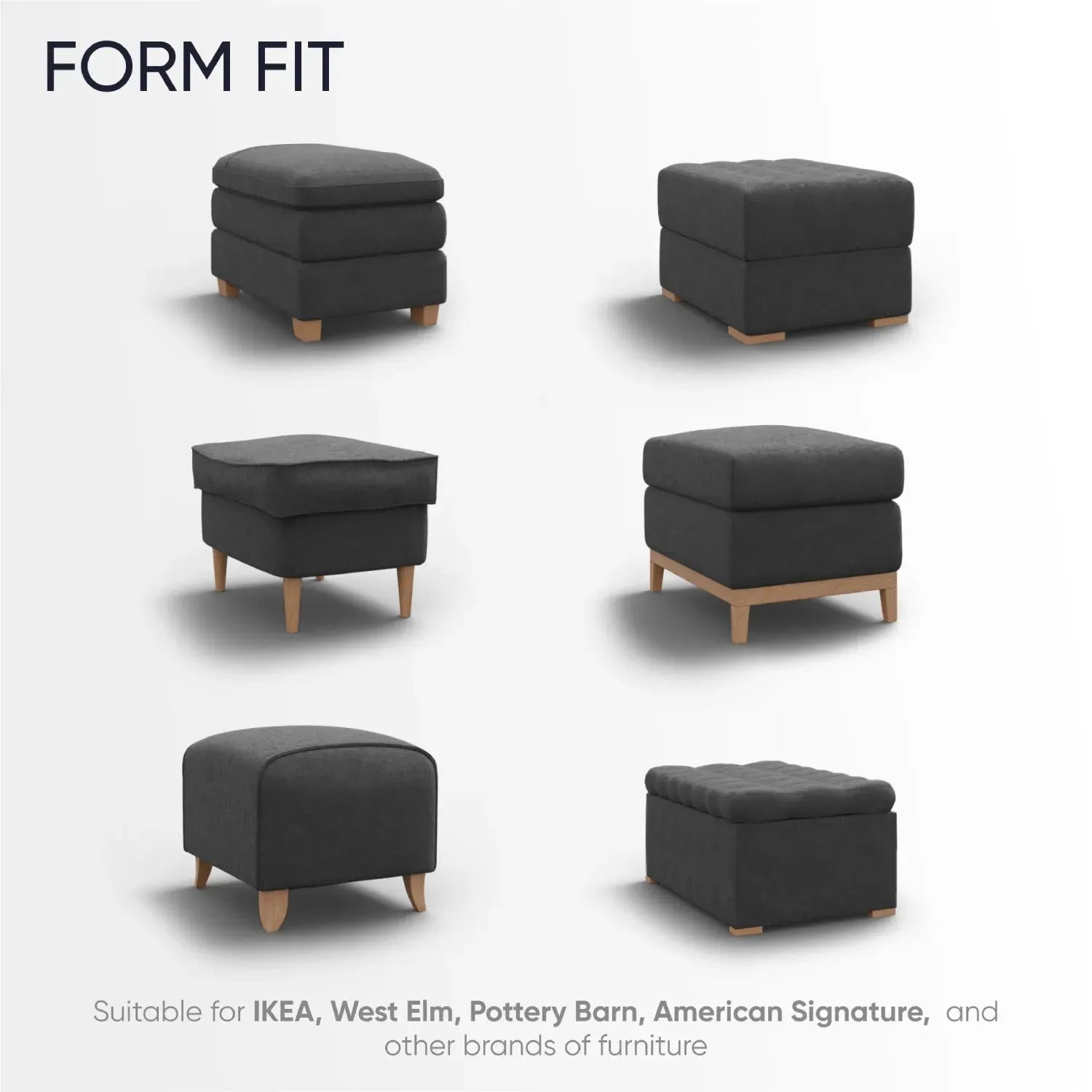 Dark Grey Ottoman Slipcover (Small), Microfibra Collection