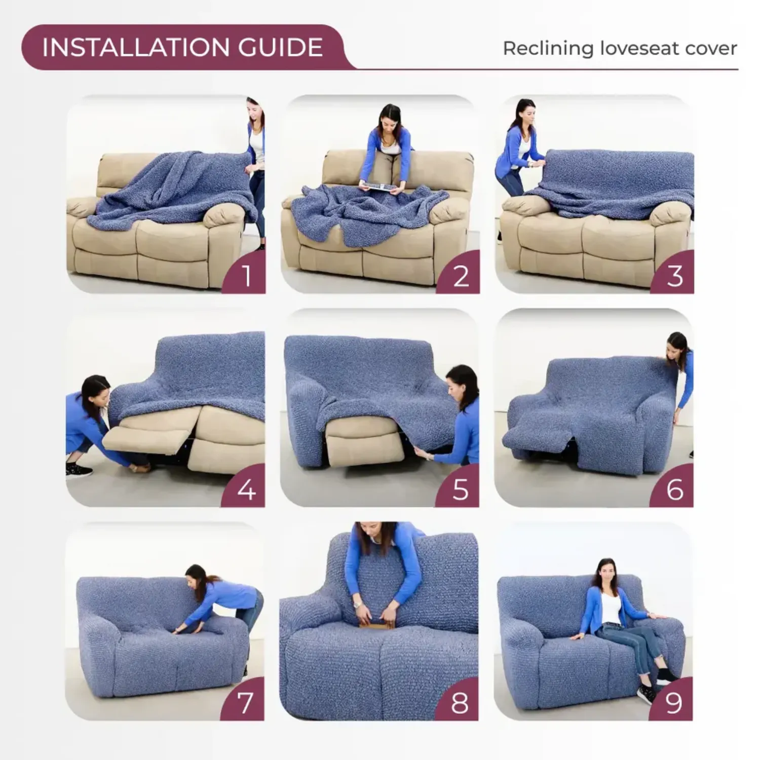 2 Seater Recliner Slipcover Microfibra Collection