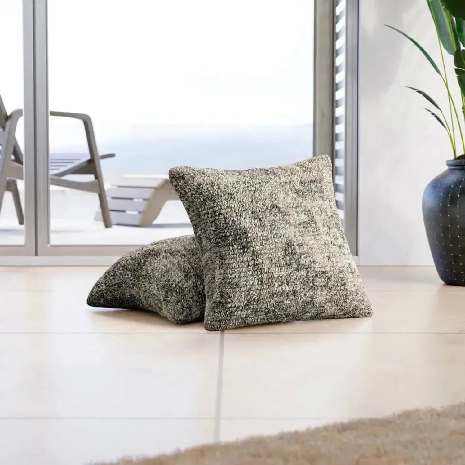 Marmo Greige Pillow Slipcovers 2 Pcs Set (18x18 in),  Microfibra Printed Collection